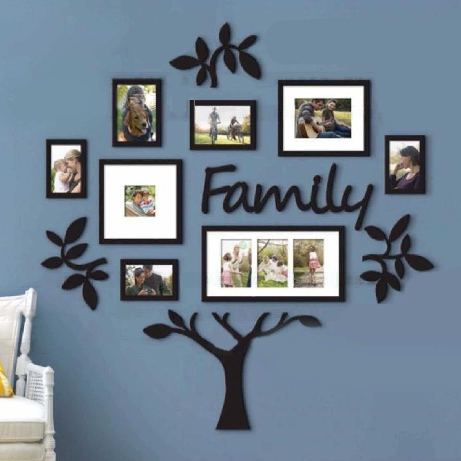 IUIBMI Family Tree Wall Decor Acrylic 3D DIY Mirror Wall Stickers Picture Frame Removable Wall Art Decals Mural Stickers for Living Room TV Background