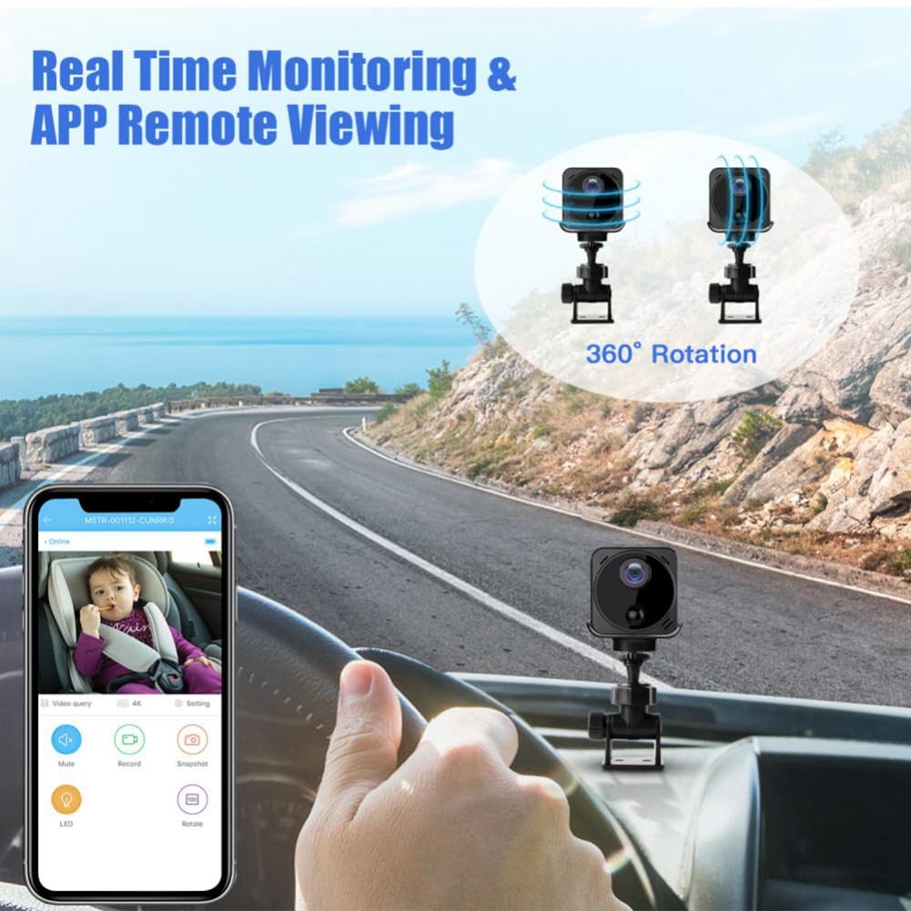 Carriere 4K Mini WiFi niania kamera długi czas czuwania wbudowana bateria alarm wykrywania ruchu kamera monitorująca (B)
