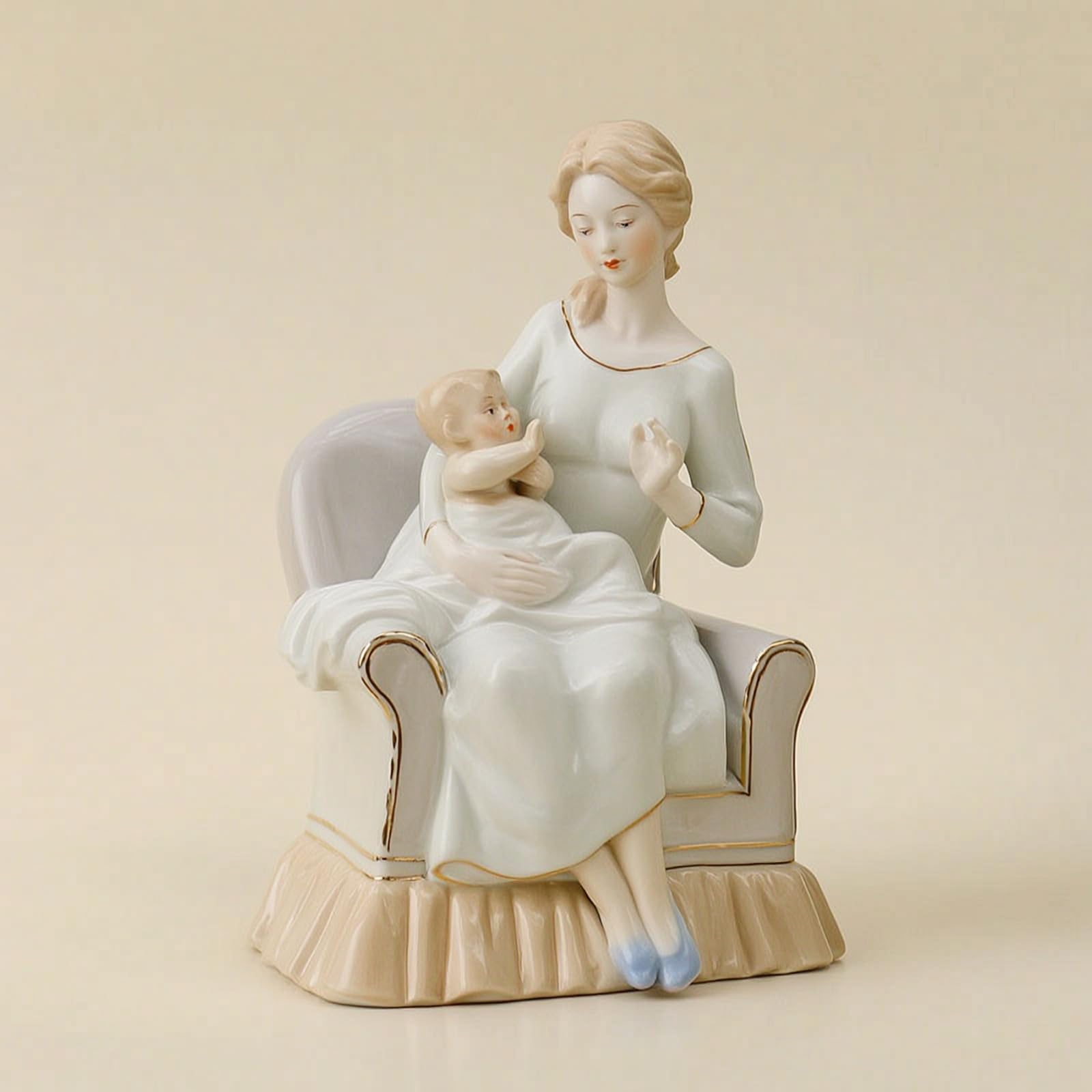 F Fityle Figura de Cerámica Hijo Estatua Escultura Adorno Escultura Decorativa de Mesa con Trazos Pintados a Mano y Suavizados Adecuada para Sala de Estar