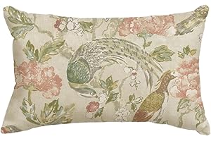 AVOIN colorlife 12"x20" Throw Pillow Cover with Chinoiserie Flowers and Birds in...