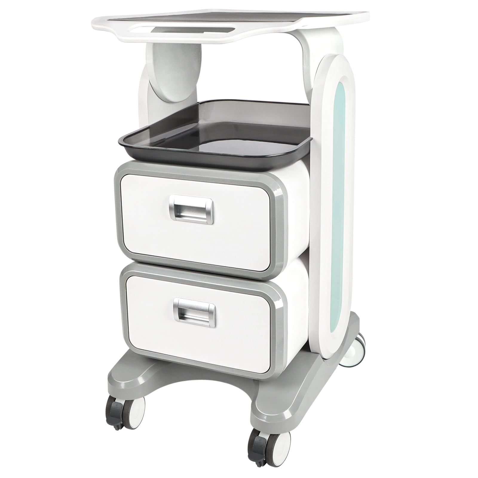 EBANKU Medical Cart with Wheels, Professional Ultrasound Cart with 2 Drawers Portable Rolling Med Carts Equipped with Non-Slip Pads Tray for Clinic Spa Office Bedroom