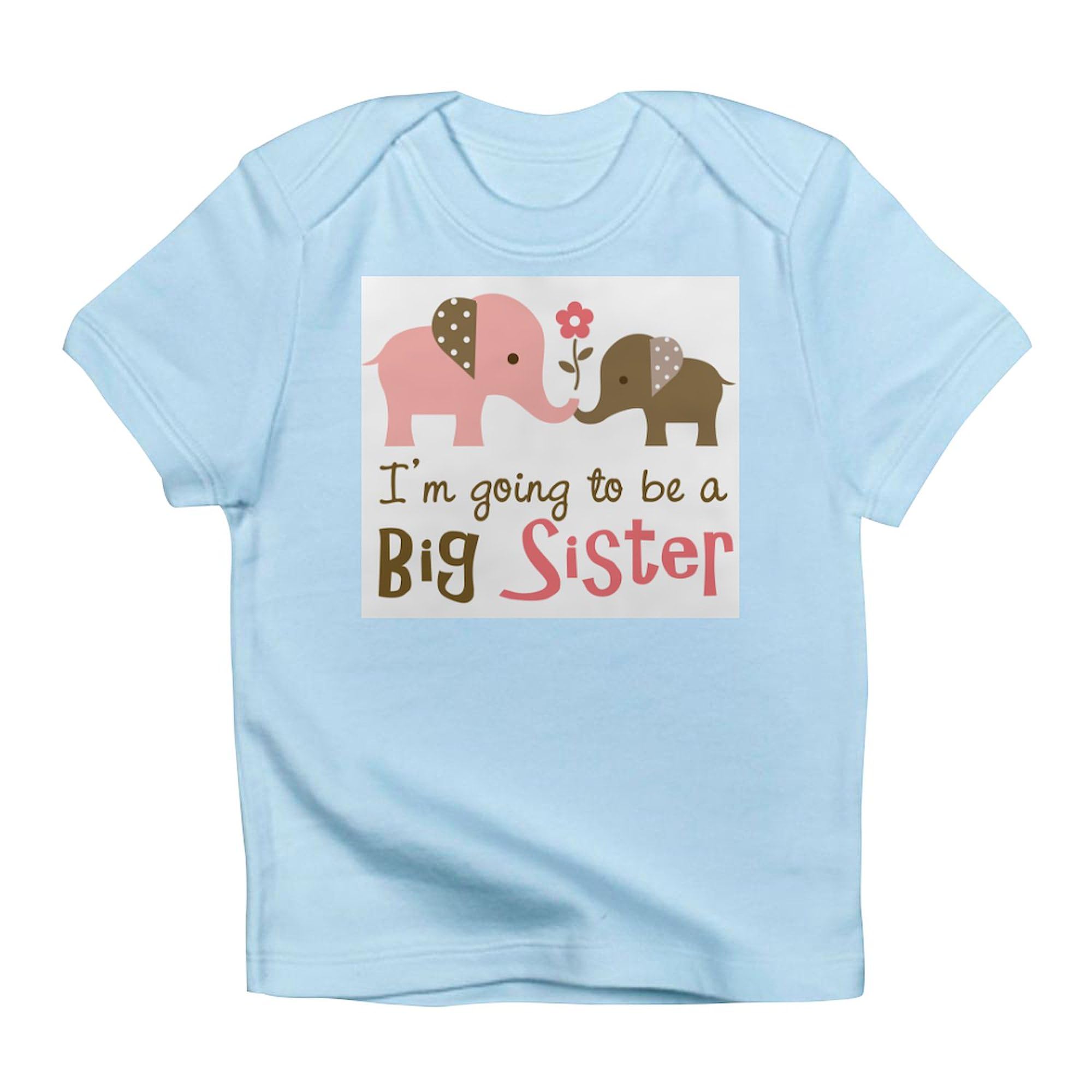 CafePress Big Sister to Be Mod Elephant Infant T Shirt Short Sleeve Baby Graphic T-Shirt Sky Blue