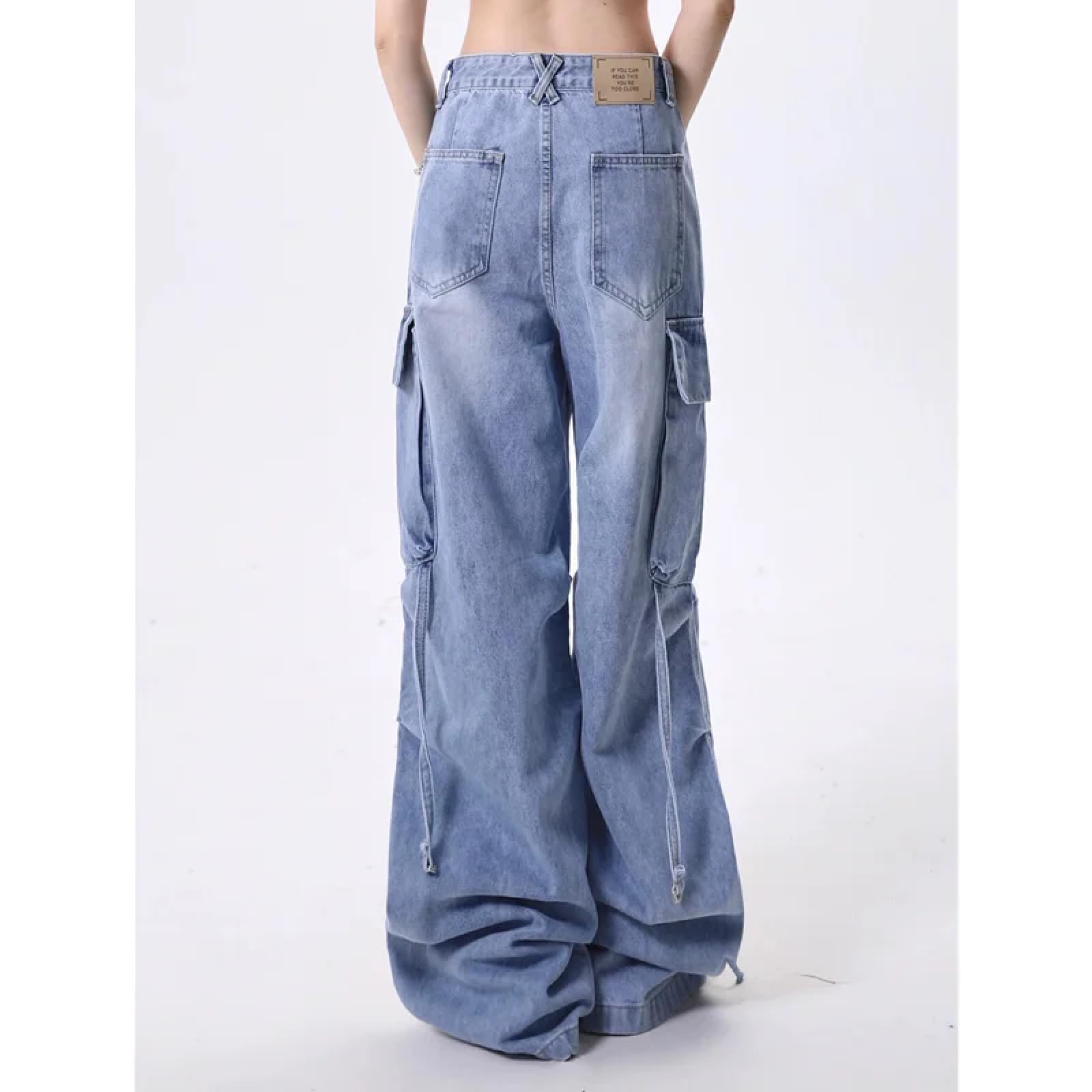Dżinsy damskie spodnie damskie bojówki damskie Streetwear z wysokim stanem i szerokimi nogawkami