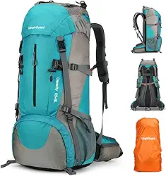 King'sGuard Mochila de caminhada de 70 L com capa de chuva, leve, impermeável, para acampamento