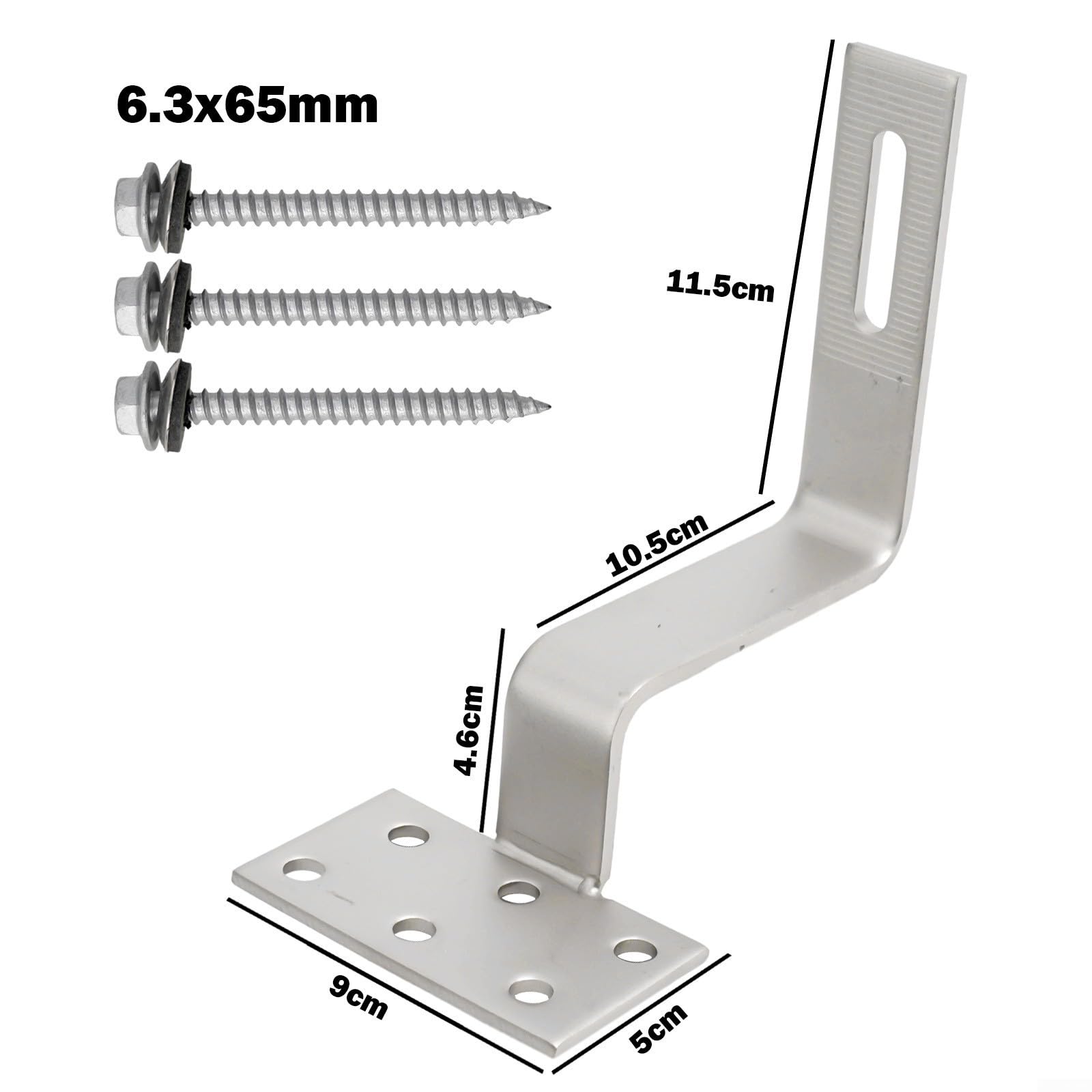 Kit di montaggio per pannello solare, tetto in mattoni, guide in lega di alluminio 6005 con morsetti terminali e ganci, compatibile con moduli fotovoltaici da 30 mm e 35 mm, finitura argento (set 2