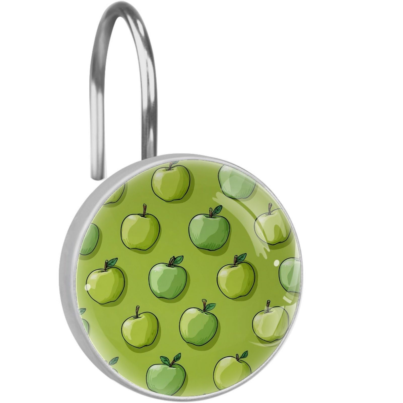 VAPOKF Decorative Shower Curtain Hook, Fruit Apple Rustproof Stainless Steel Shower Curtain Hook for Bathroom, Shower Curtain Hangers for Shower Rod