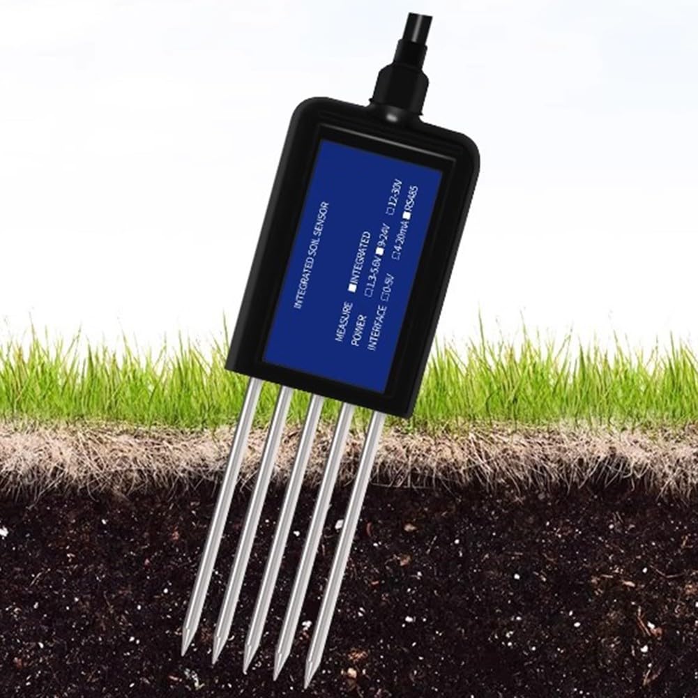 Misuratore del terreno 7 in 1 con sensore NPK e pH, sonda in acciaio inox IP68 per temperatura, umidità, valore conduttivo, analisi rapida per giardino, agricoltura, serra (6 in 1)