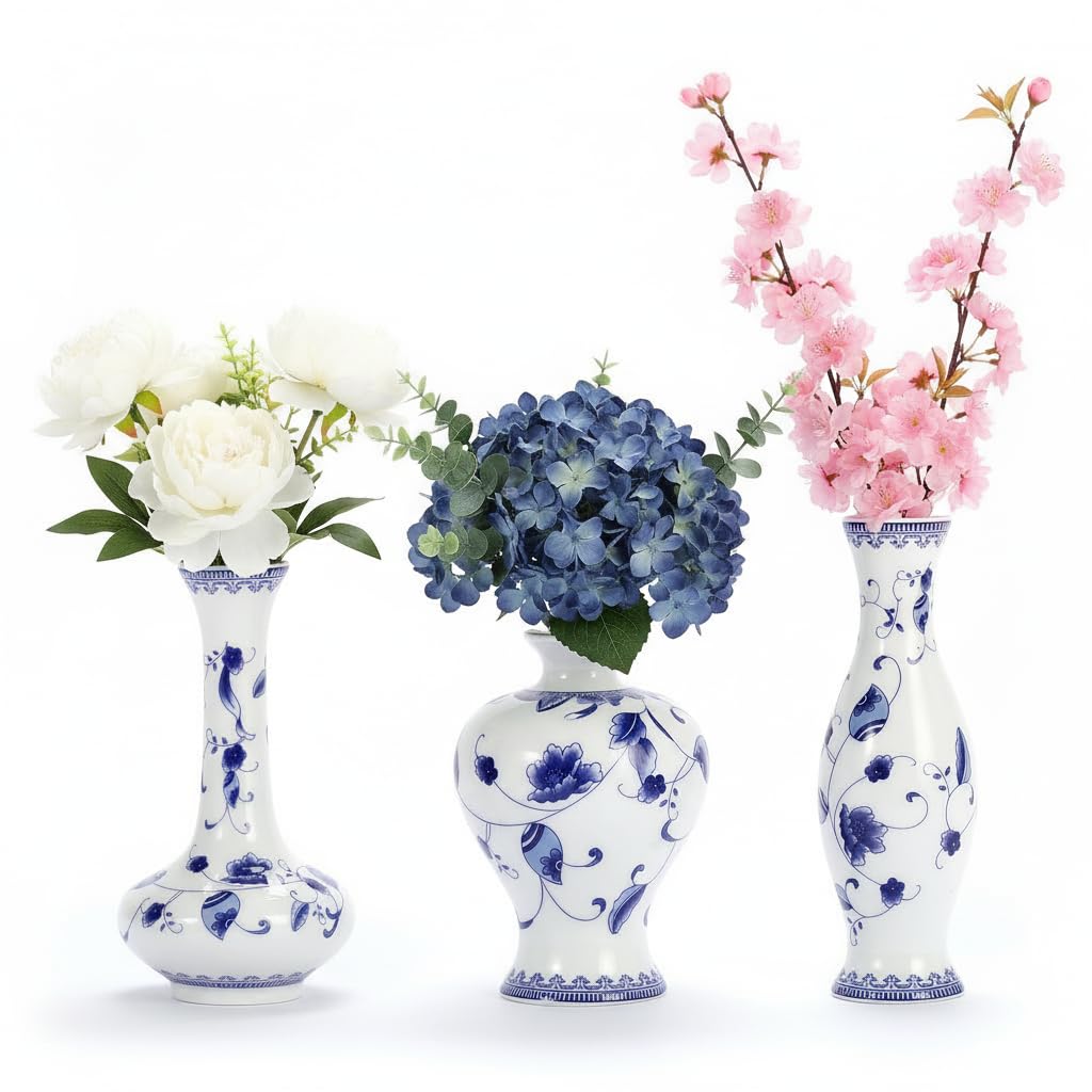 Amazon.com: LoveCat Chinese Ceramic Vase Set - Small Blue and