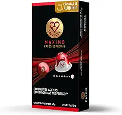 3 Corações Cápsulas de Café Máximo Intensidade 13, Compatíveis com Nespresso, contém 10 cápsulas