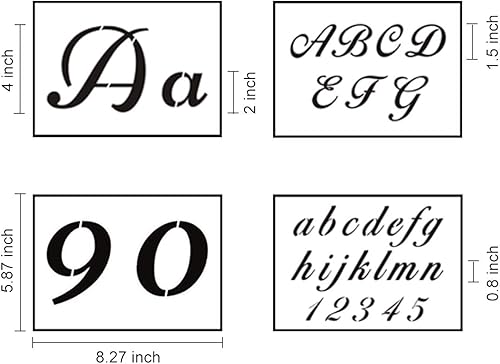 Miniatura 9 de Plantillas de letras para pintar sobre madera, paquete de 46 plantillas grandes del alfabeto con números y letreros, plantillas de letras y números