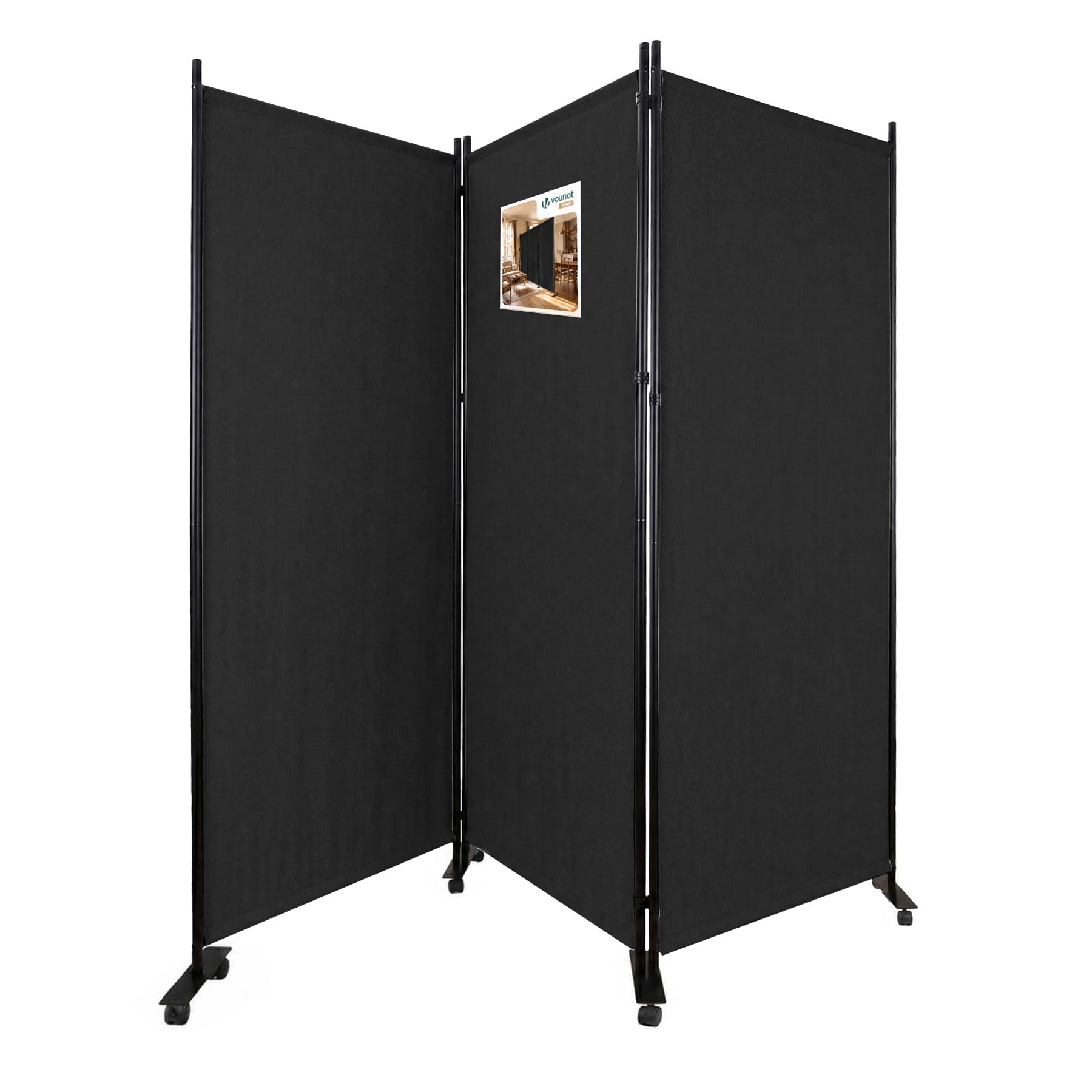 VOUNOT® Paravent Raumteiler 3 Teilig auf Rollen Freistehend Stoff Trennwand Klappbar Sichtschutz Stellwand für Balkon Wohnzimmer Schlafzimmer und Büro 262 x 30 x 180 cm Anthrazit