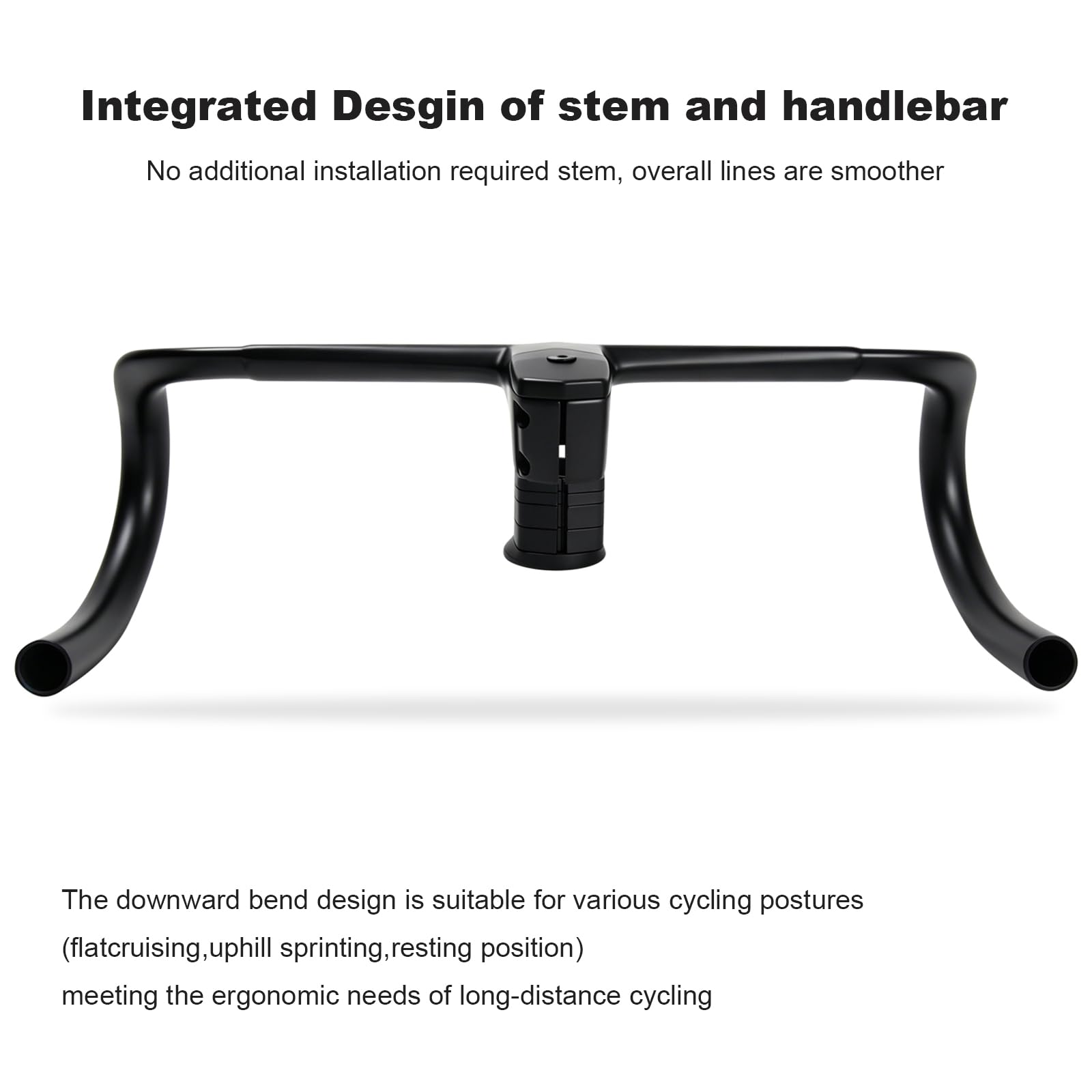 manubrio integrato bici corsa RXL SL manubrio bici da corsa compact 400*70 | UD opaco,venire con distanziatore attacco,1-1/8",manubrio dal design compatto