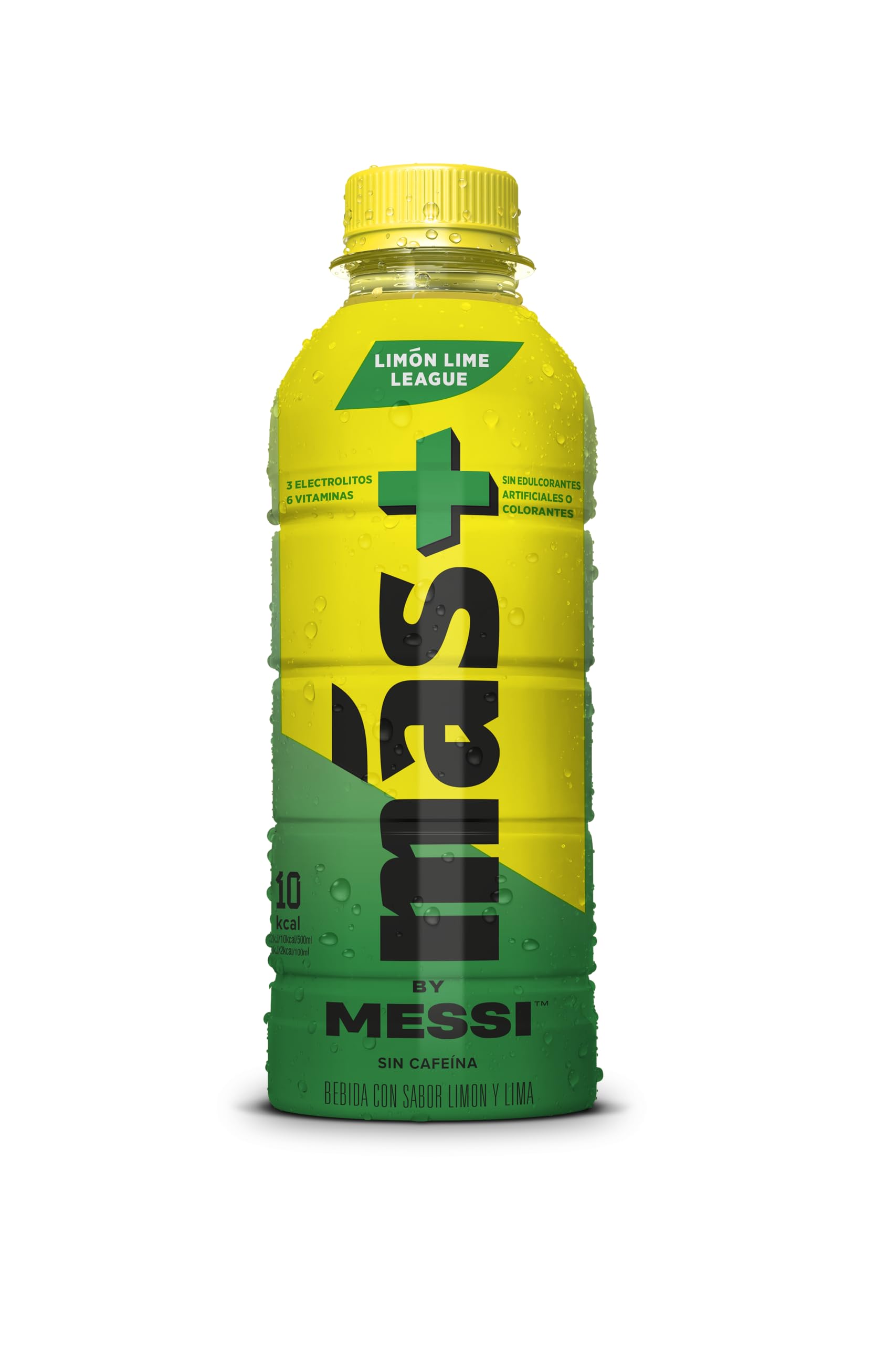 MAS+ BY MESSI - Lima Limón Pack 12 Un – Caja de 12 Botellas de 500 ml – Bebida Hidratante con Vitaminas, Minerales y Antioxidantes – Refrescante Sabor Cítrico – Solo 10 Calorías