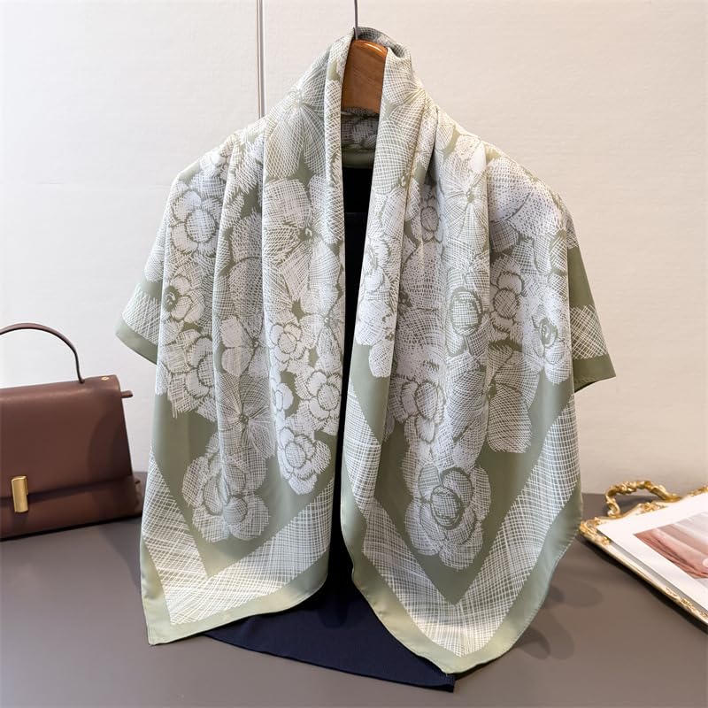Image of Printed Poly Silken feel Scarf Stole for Women | Stylish, Soft, & Lightweight | Satin Feel Neck Scarf, Hair Scarf, Head Scarf for Women | Square Silk Stole for Handbag