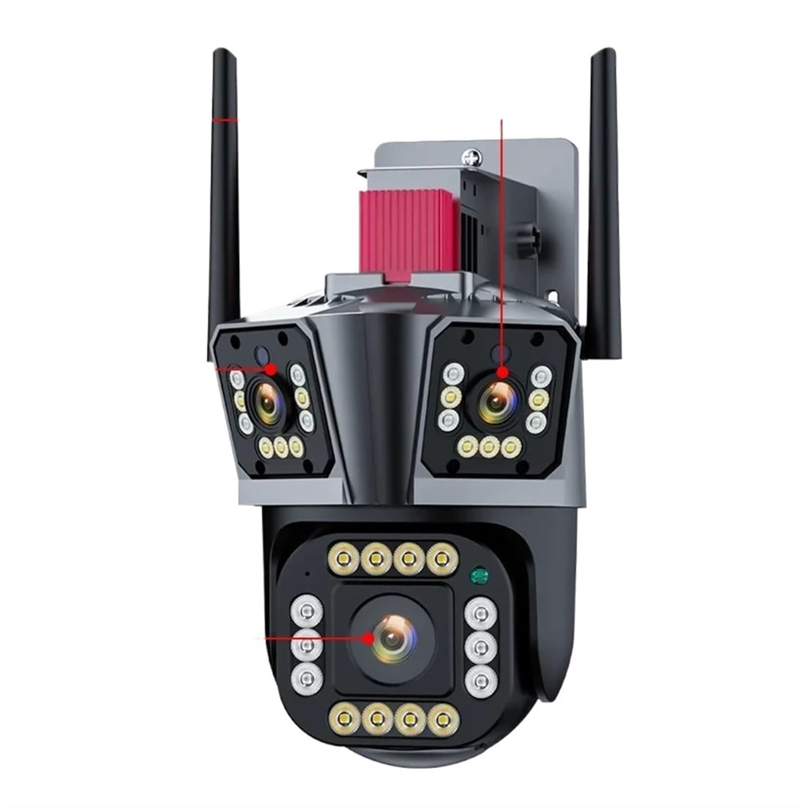 Kamera bezpieczeństwa, Kamera IP 12MP 8K Wi-Fi Zewnętrzna Kamera PTZ Z Trzema Obiektywami Podwójne Ekrany 10-krotny Zoom Automatyczne Śledzenie Człowieka Wodoodporna Kamera CCTV 8MP(4K 8MP Add 64G)
