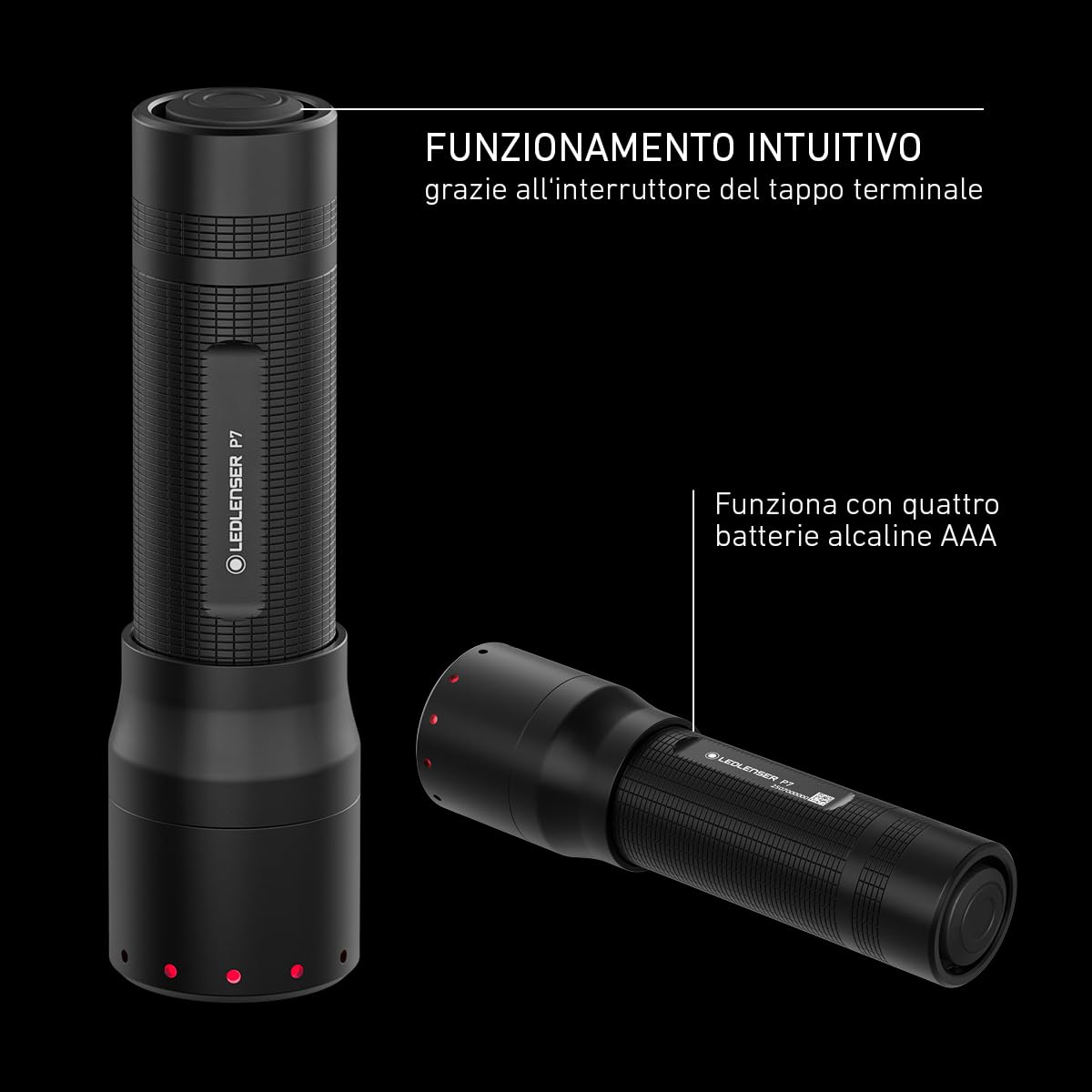 Ledlenser P7 Torcia LED, 650lm, Portata 400m, Batterie AAA, IP54, 30h | Portata 400m, messa a fuoco regolabile, 175g, 3 modalità, ideale per passeggiate notturne, escursioni e campeggio