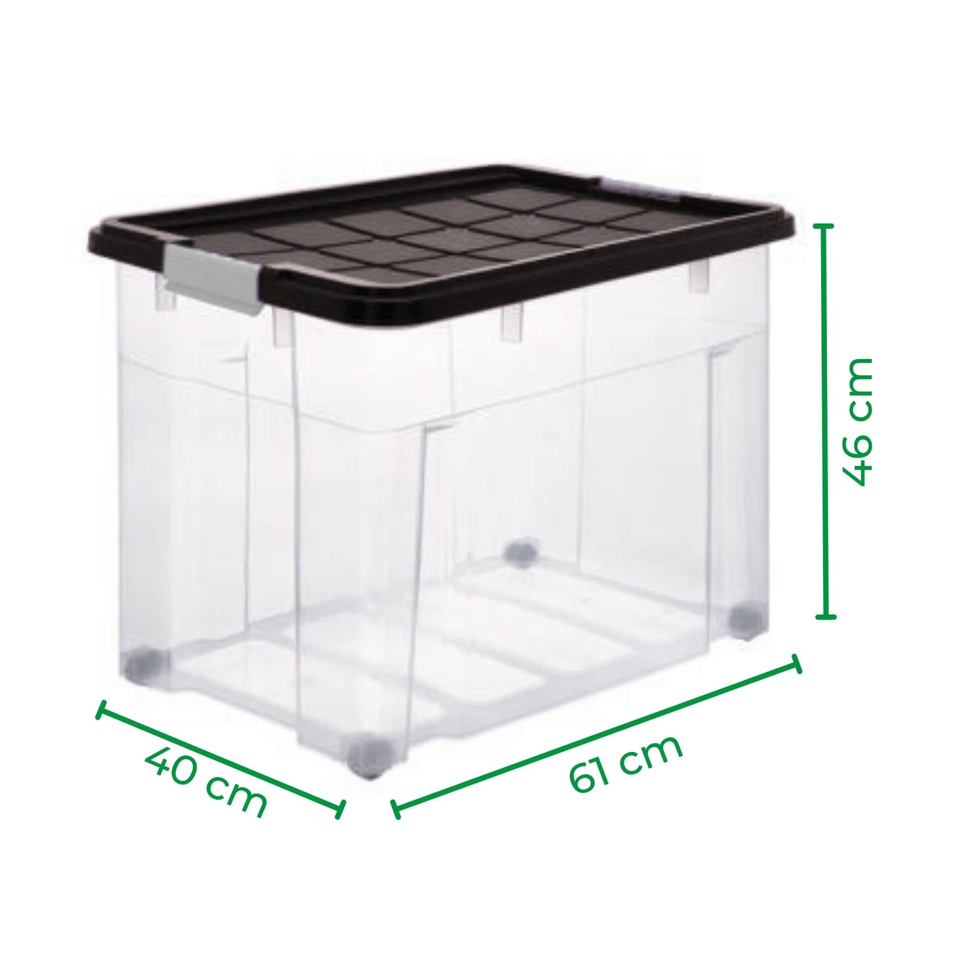 Novaliv 3x Aufbewahrungsboxen mit Deckel Rollen 80l 61x40x46 transparent Grau Anthrazit Kunststoffbox mit Deckel Stapelkiste Verstauboxen Spielzeugkisten Stapelbox