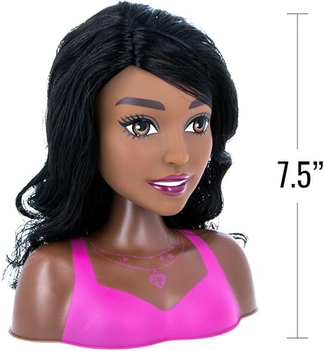 Miniatura 5 de Barbie Just Play - Cabeza de peinado pequeña, cabello negro, juguetes para niños a partir de 3 años