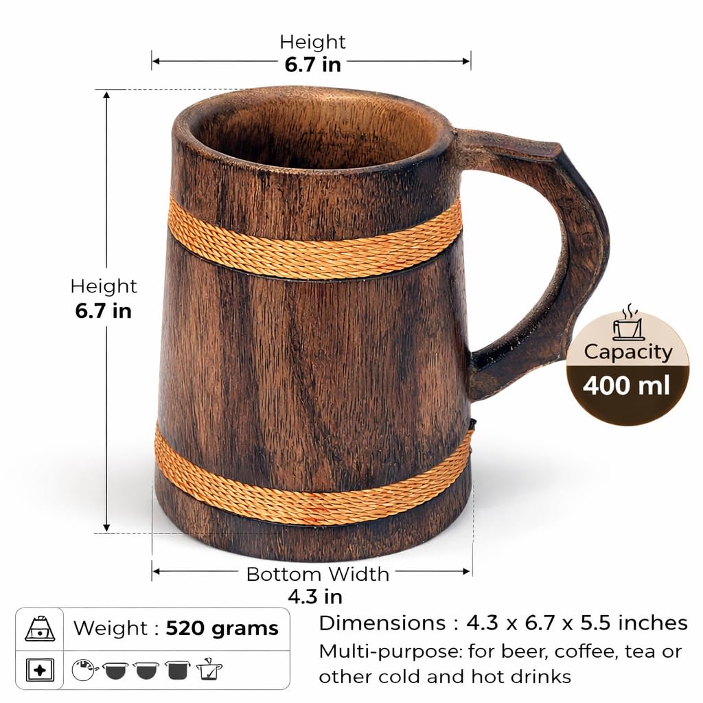 OTARTU Wikinger-Becher, nordische Mythologie, Wikinger Gott Odin und Thor Bierbecher, Bierkrug aus Edelstahl, 550 ml, Biergeschenk für Männer, Vatertag