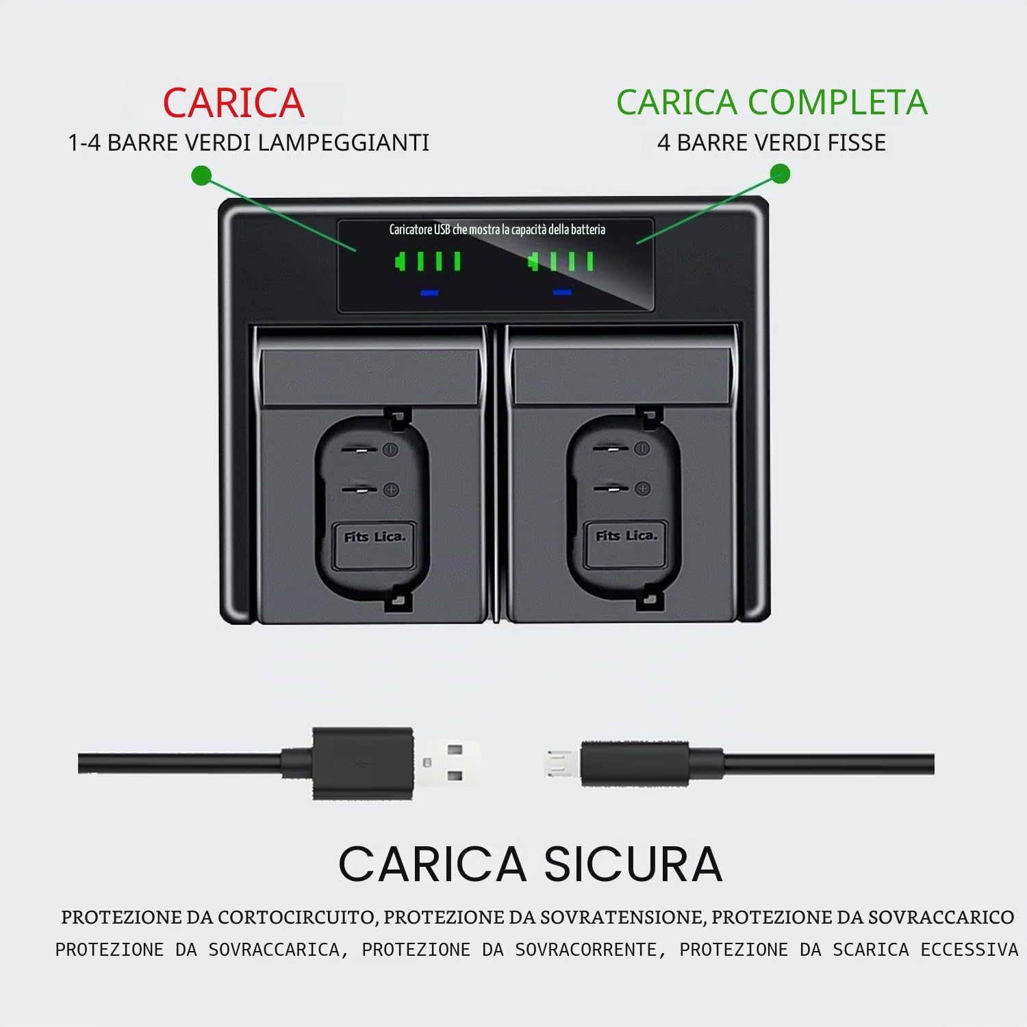 Caricabatterie da viaggio USB doppio compatibile con batterie Leica BP-SCL6, fotocamera Leica Q3 SL3 Q3 43 e caricabatterie BP-SCL6