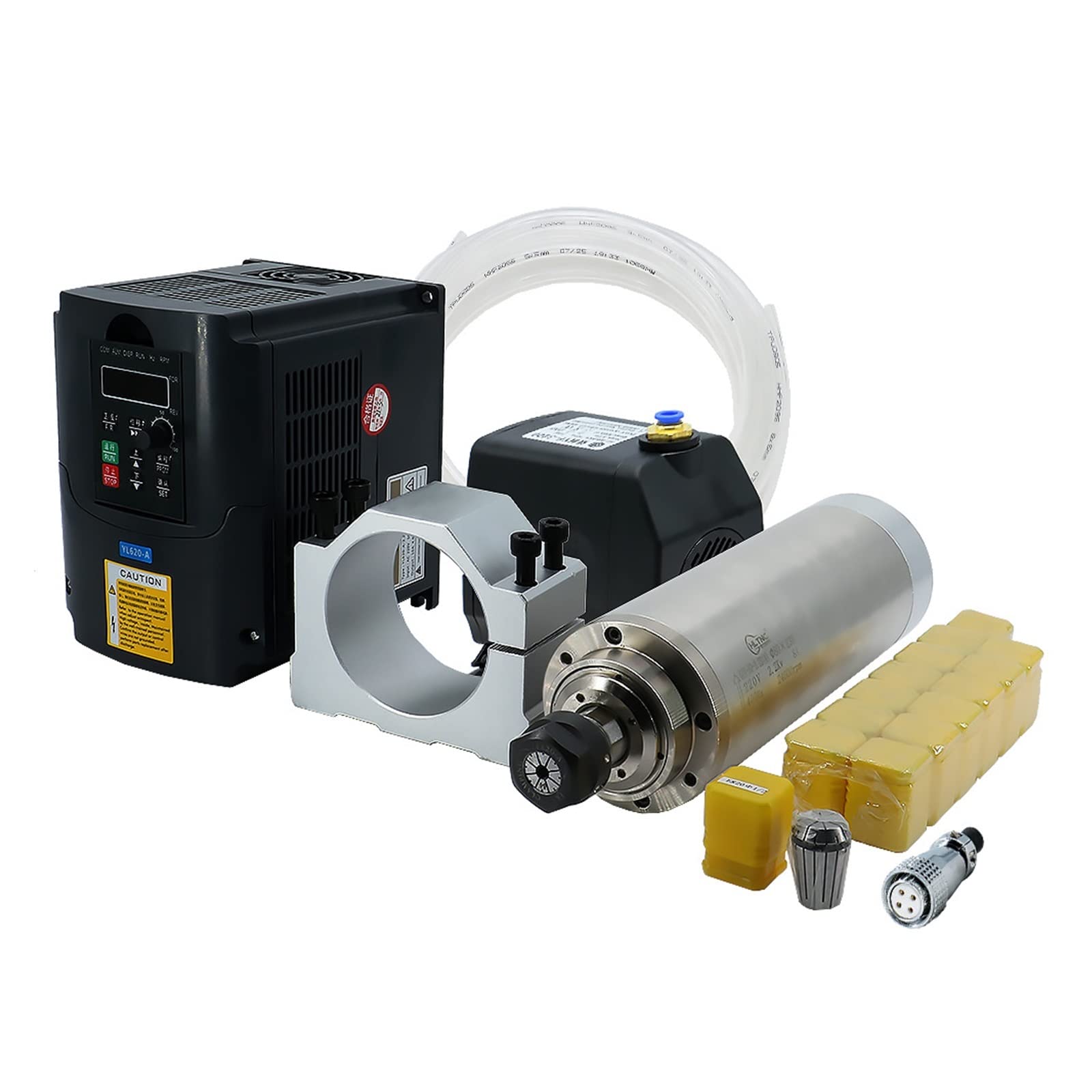 Lloopk Yl Vfd Sliver Cnc Spindle, Cnc Machine Tool Spindle 2200W 2.2Kw 24000Rpm Er20 Water Cooling Vfd 80W Pump 80Mm Bracket Collets(,220)
