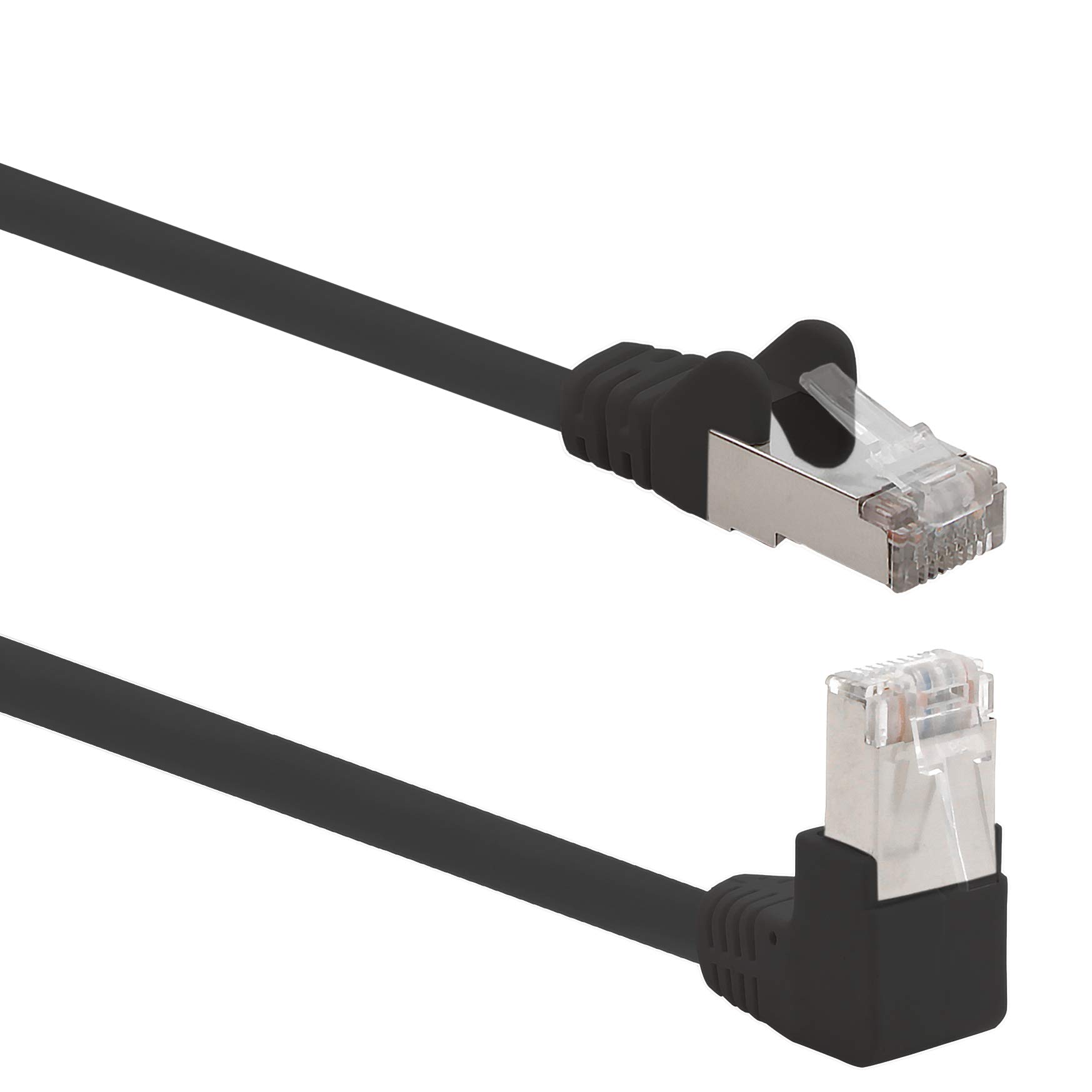 1aTTack.de 366123 Cat.6 Netzwerkkabel Winkel 90 Grad 0,25m - schwarz - 1 Stück - Cat6 Patchkabel (SFTP PIMF) 1000Mbit/s Rj 45 Stecker - 1 x 0,25m Meter schwarz