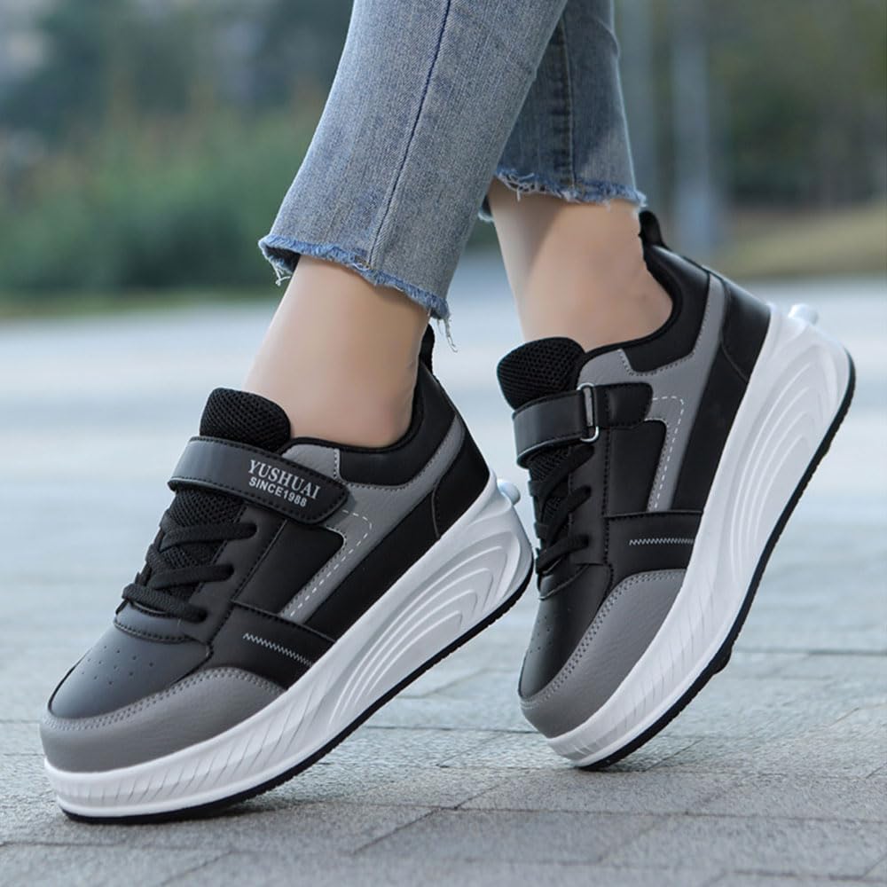 ENEN Zapatos con Ruedas, Zapatillas con 4 Ruedas para Niños y Niña, Zapatillas de Correr al Aire Libre de Patinaje sobre Ruedas Multifuncionales en 4 Ruedas Tallas 31-40 EU