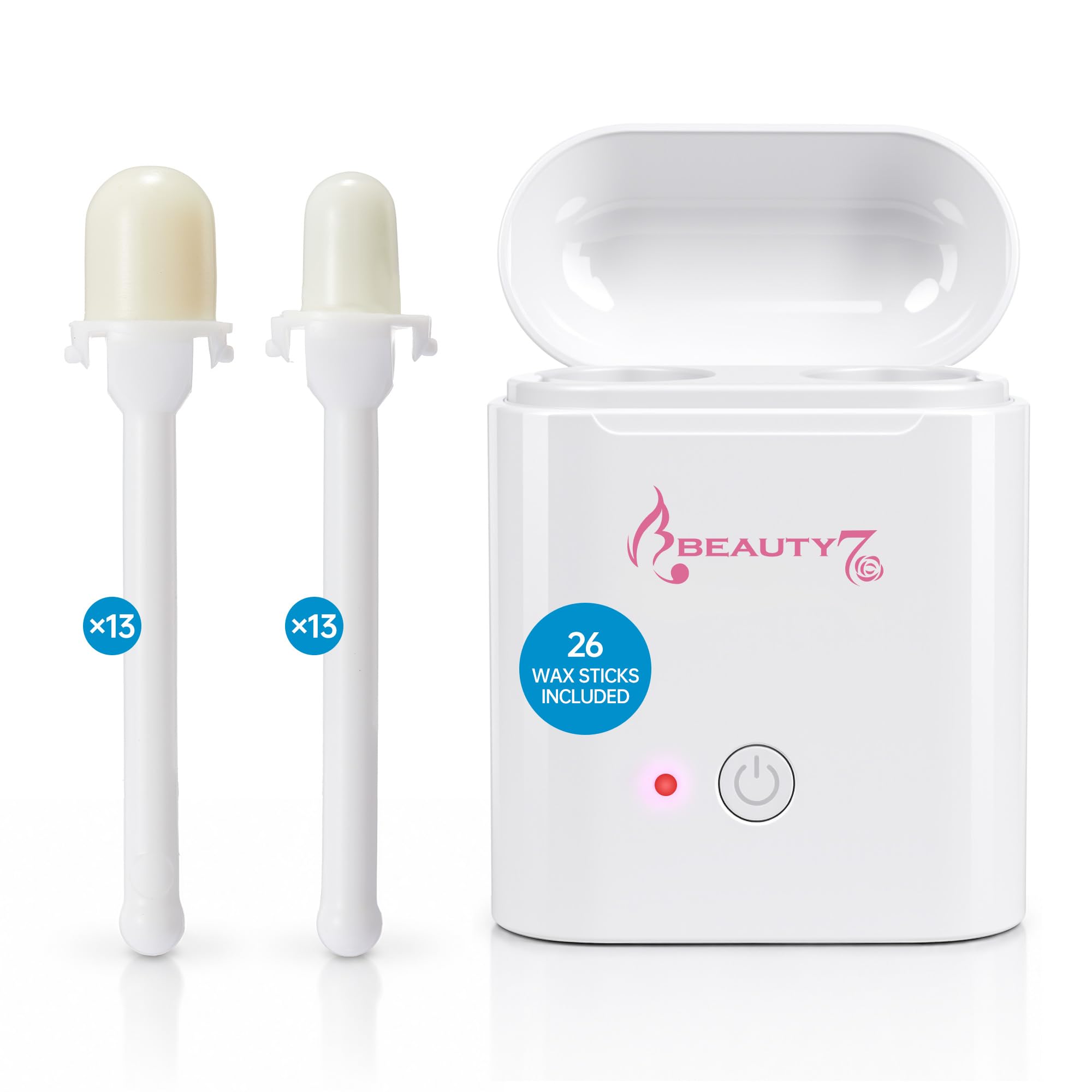 Beauty7 Nose and Ear Wax Kit, Barras de Cera Listas para Usar, 26 Varillas de Cera, Calentador de Cera USB Portátil, Kit de Depilación Facial, Orejas y Nariz, Fácil de Usar, Seguro y Natural
