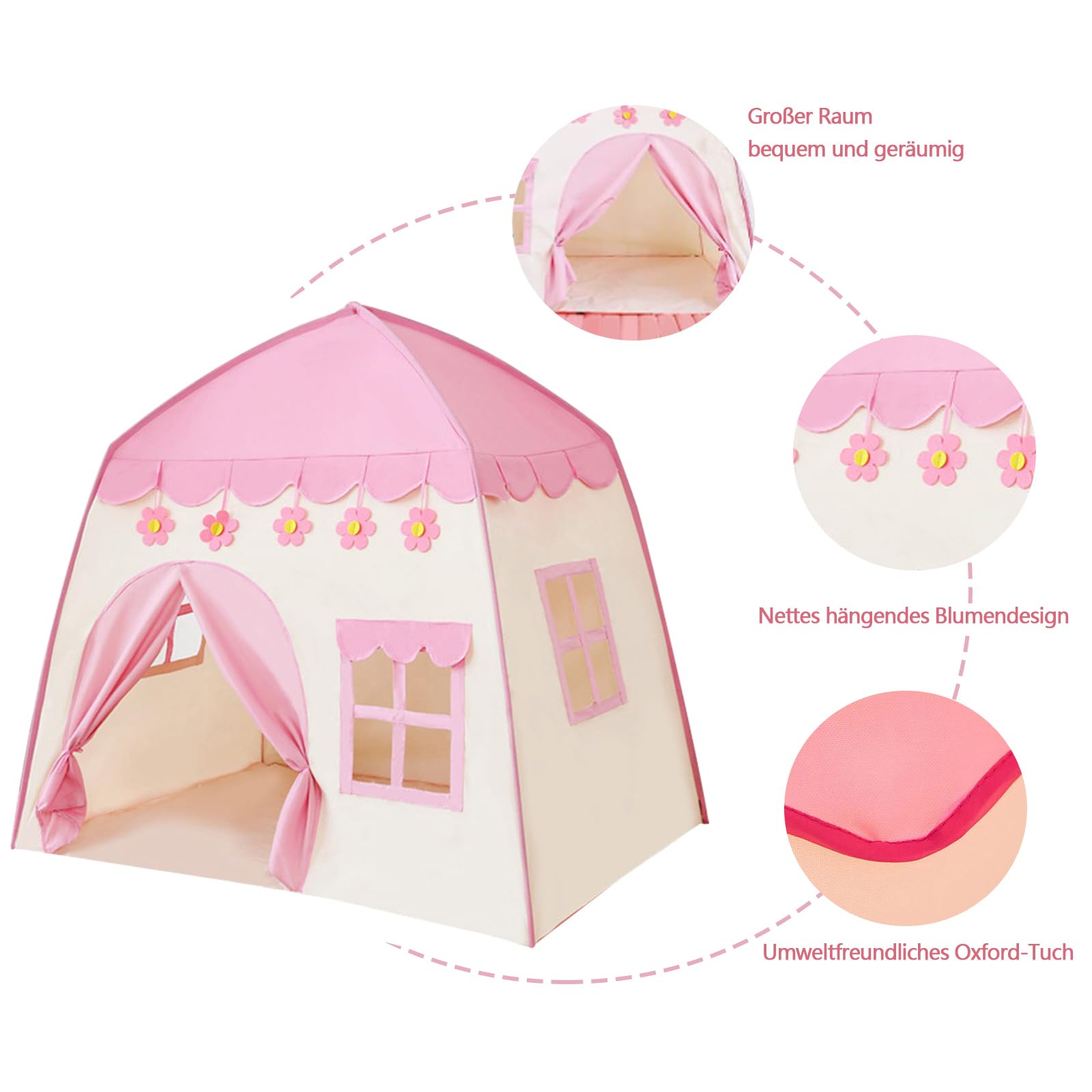 Tipi Tente pour Enfants Château de Princesse 130x100x130cm - Intérieur Extérieur Jardin