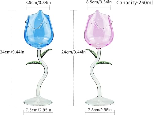Miniatura 3 de 2 copas de vino rosa, copa de vino tinto creativa, copa de flor de rosa, copa de jugo de cóctel de vino para fiestas, cenas, bodas, festivales,