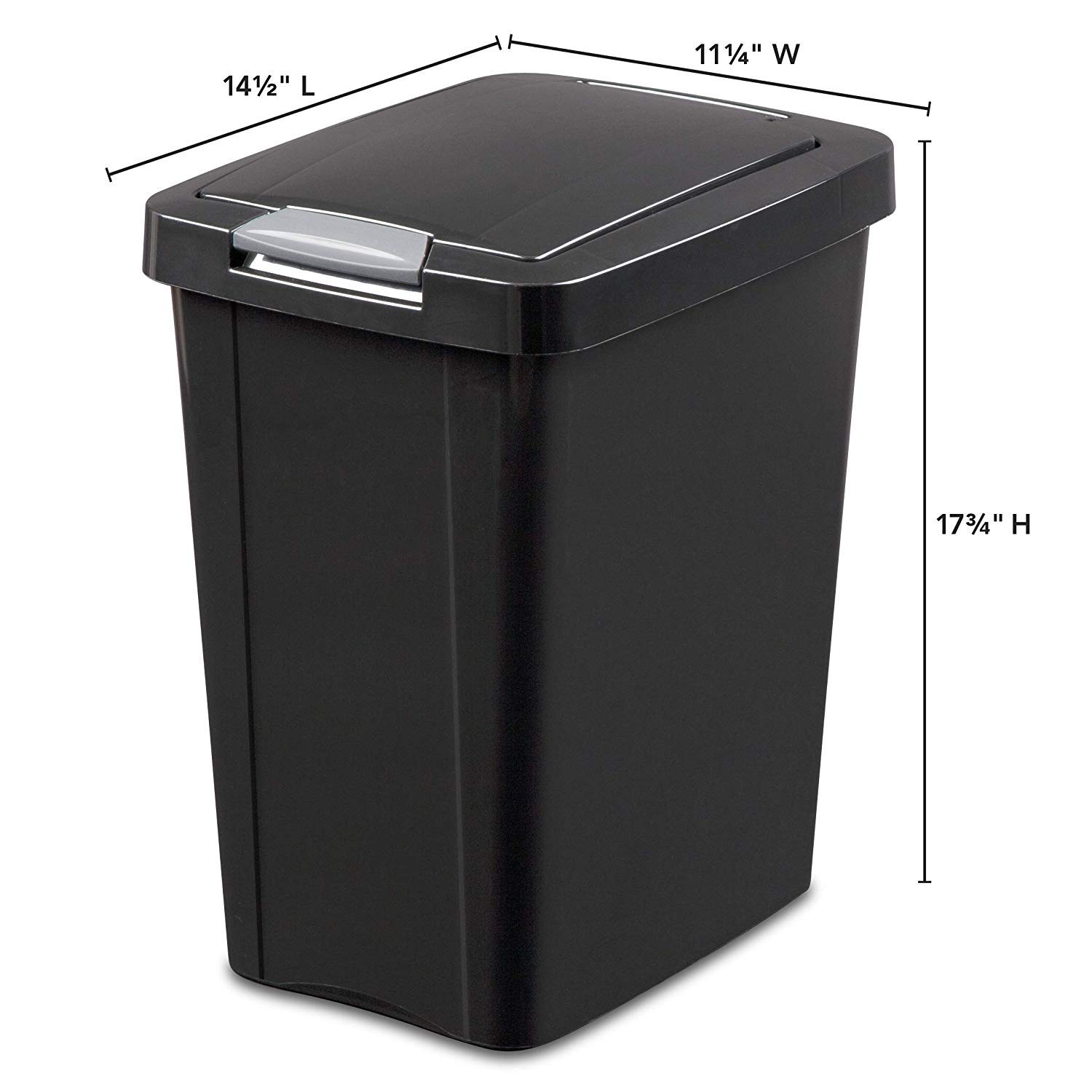 Sterilite 7.5 Gallon TouchTop Wastebasket with Lid That Opens with Touch, Conceals Trash in the Kitchen, Bathroom, Mudroom or Office, Black, 1-Pack