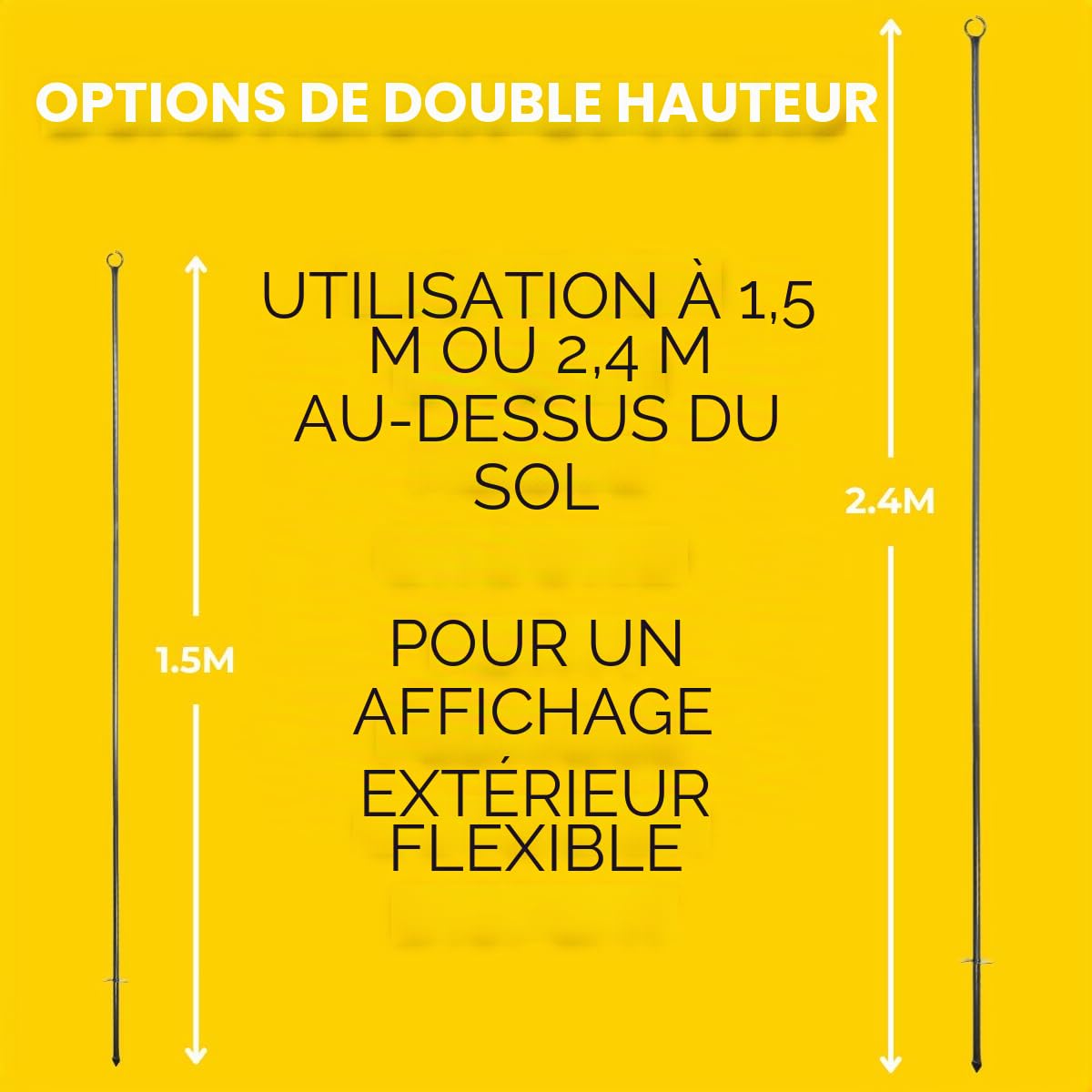 Poteaux de guirlande Festive Lights 1,5 m ou 2,4 m en acier métallique robuste pour lumières décoratives