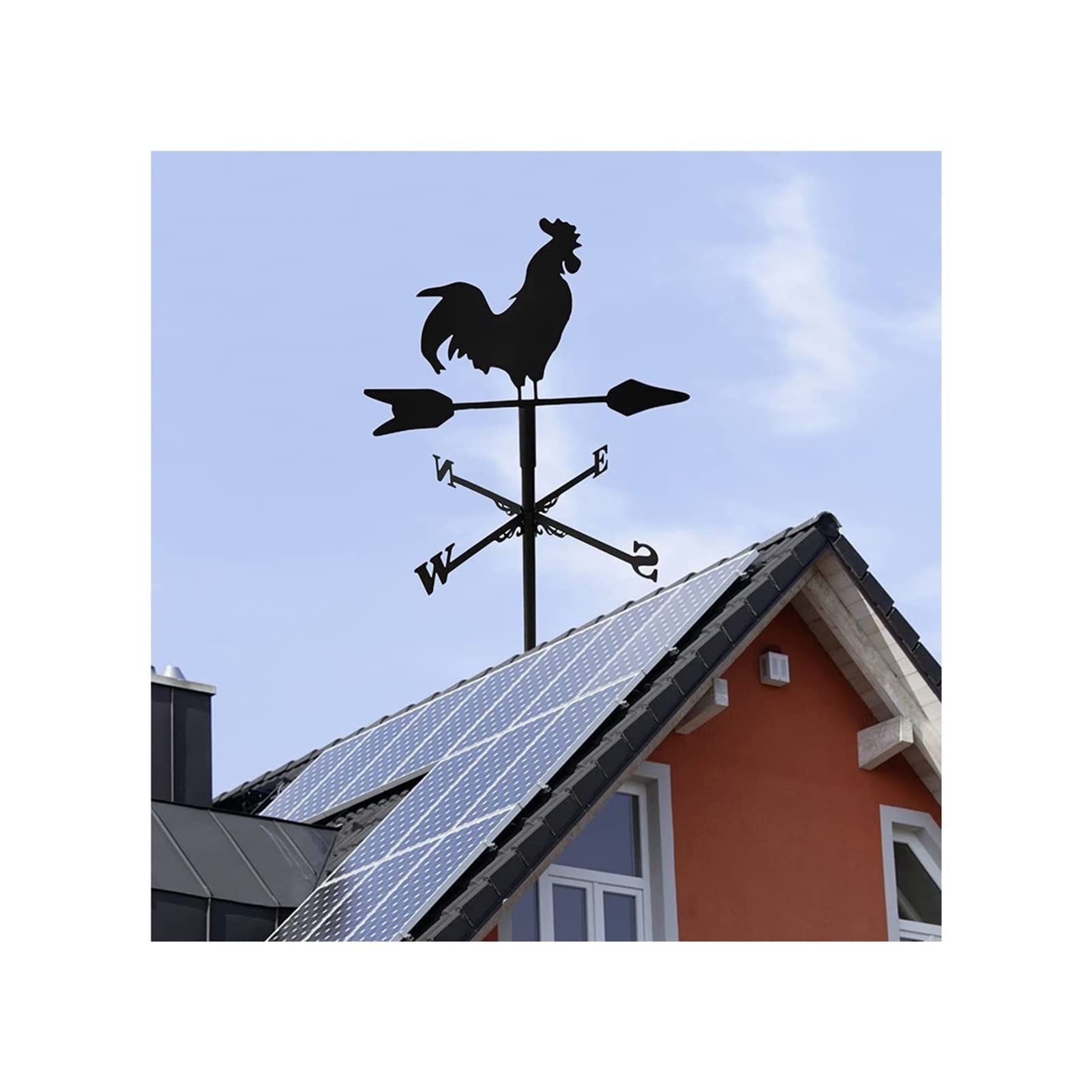 Weathervane, Farm Iron Home W kształcie koguta Wiatrowskaz Wskaźnik kierunku wiatru, Dachy podwórek Narzędzia pomiarowe Dekoracja ogrodu na zewnątrz