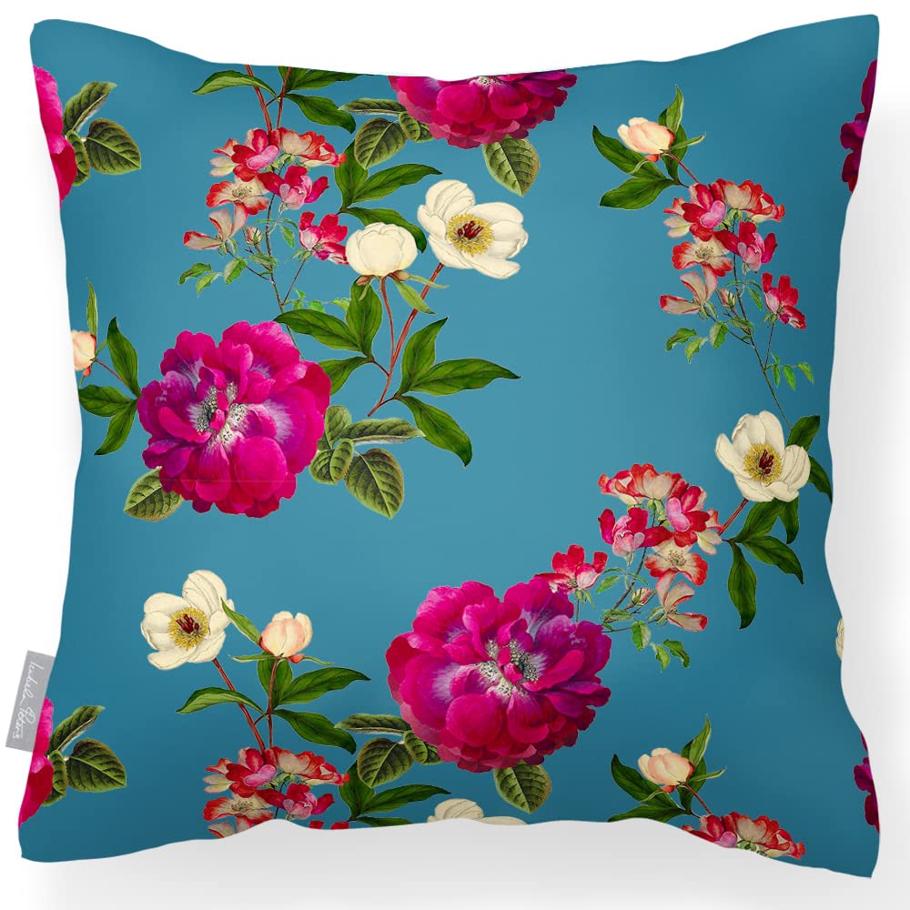 Izabela Peters Outdoor Cushions Waterproof, 43 cm, Filled Outdoor Cushion, Floral Glade- Prussian Blue, Garden Furniture Cushions, Outdoor Seat Cushions, Garden Chair Cushions