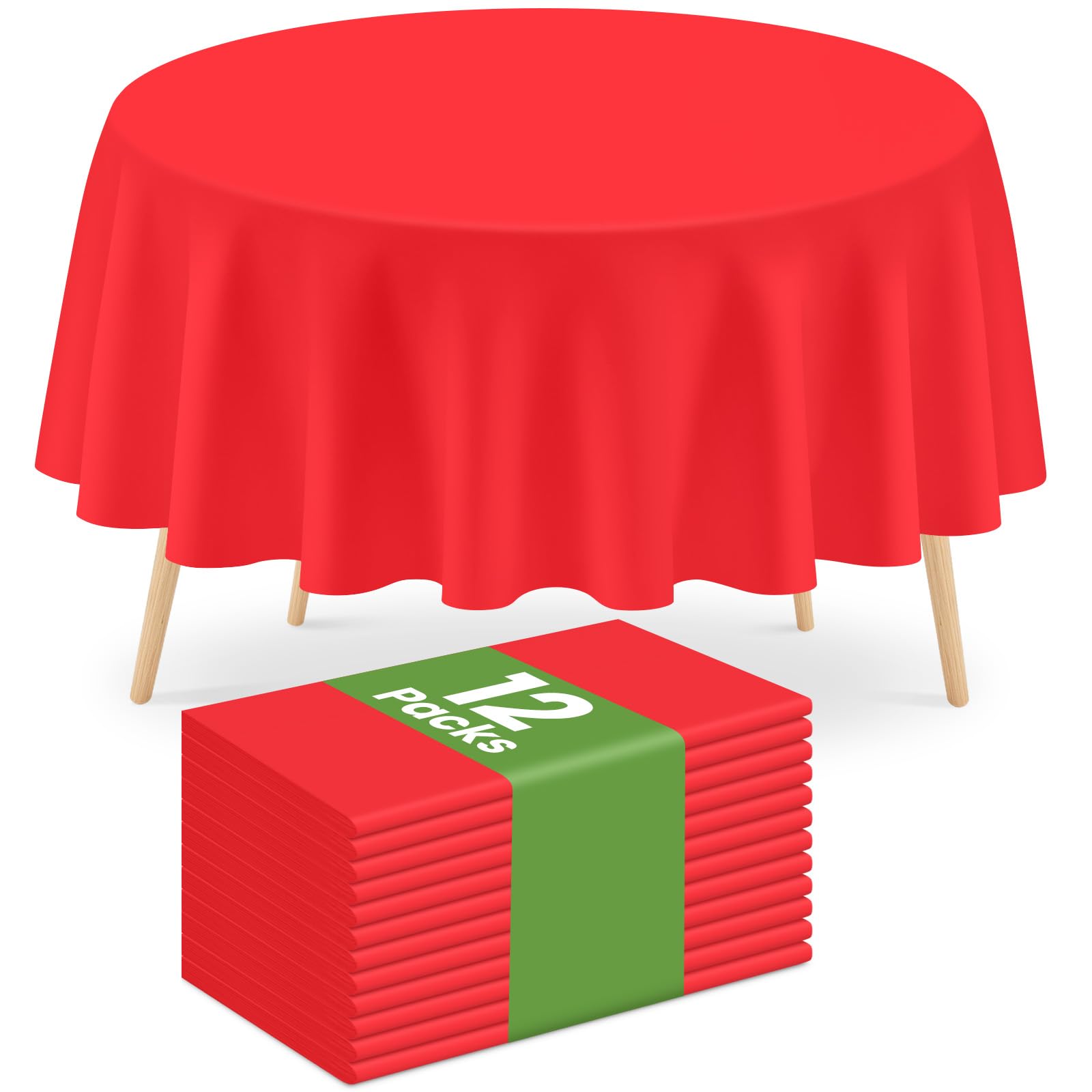 Mulbozy Red Plastic Table Cloth Disposable 12 Pack, 54 × 108 Inch