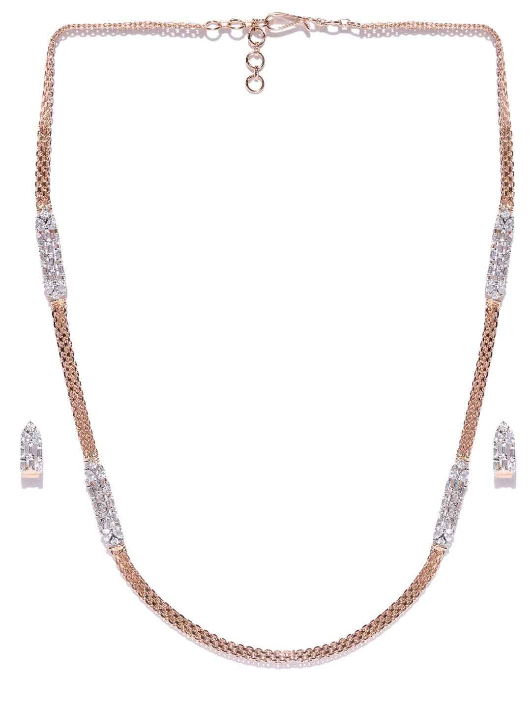 Priyaasi Elegant American Diamond Jewellery Set for Women | Fancy Studded Look | Rose Gold-Plated Jewellery Set with Earrings | Great Gift for Women (B07SZPN86T) Amazon Price History, Amazon Price Tracker