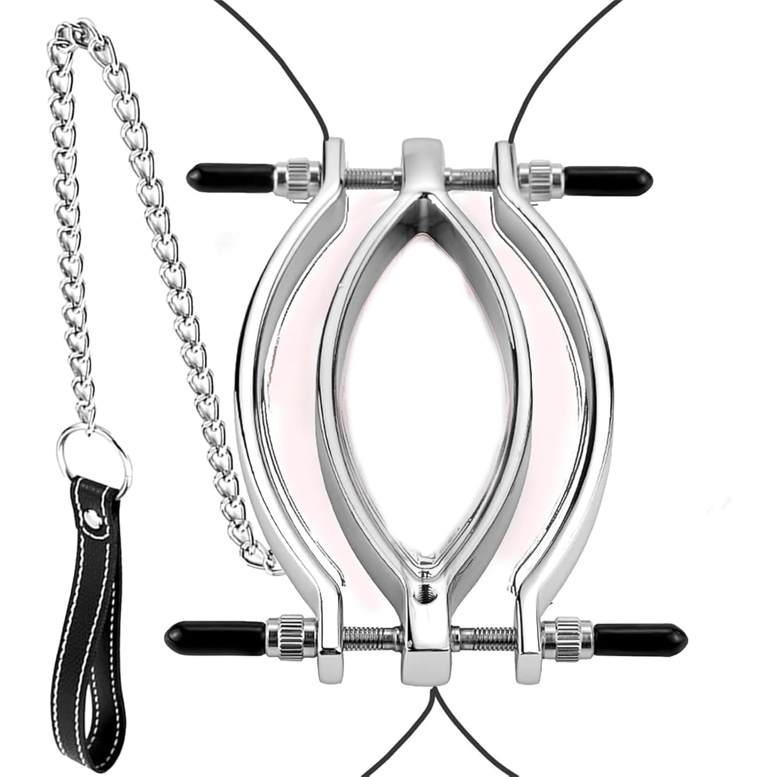 Écarteur de Lèvres en Métal pour Femmes, Spéculum Réglable Sm Avec Laisse, Pinces Pour Vagin Et Clitoris Fétichistes, Outil de Torture pour Esclaves Sexuels Extrêmes, Jouets Bdsm Extrêmes pour Femmes
