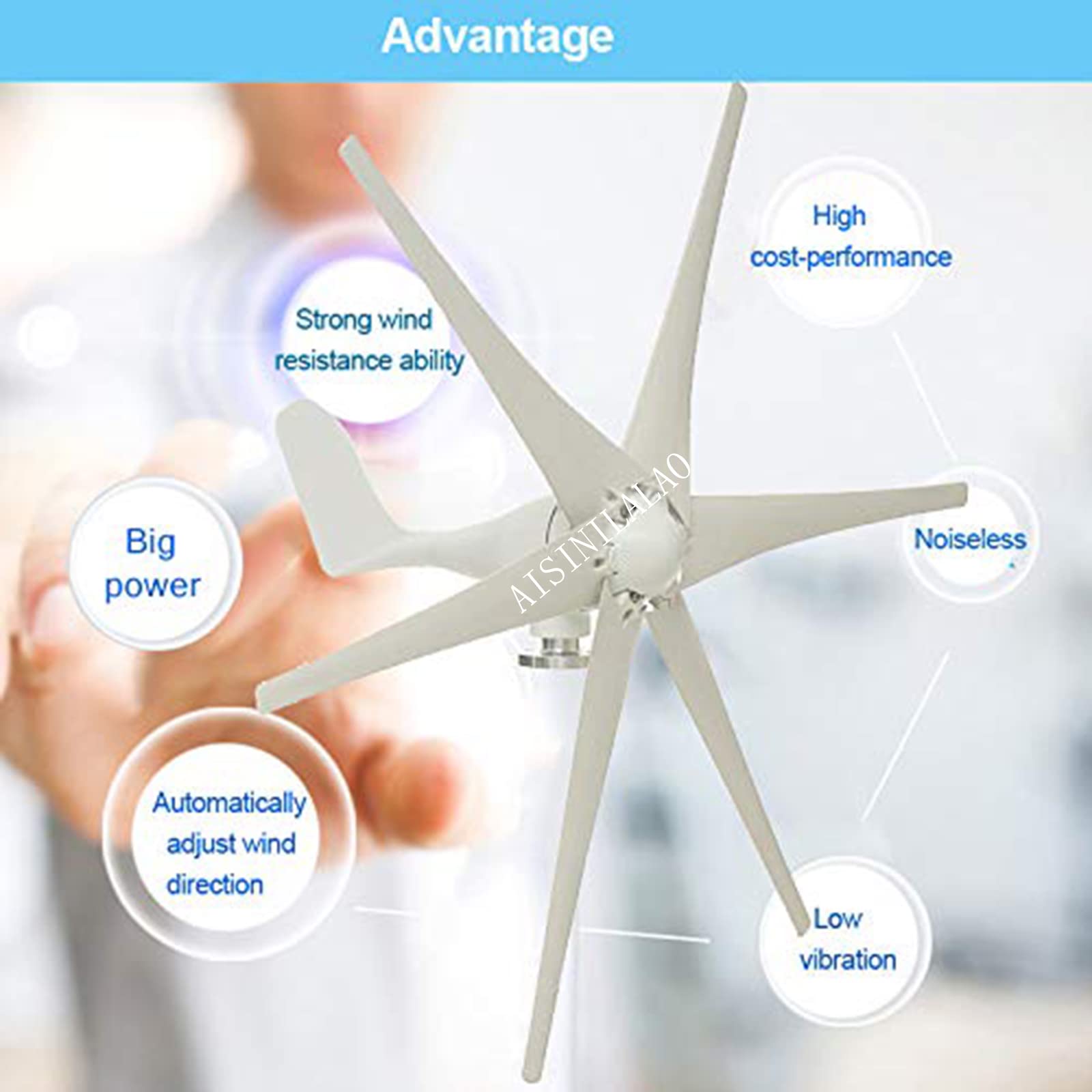 Generatore Eolico Verticale Off-Grid Da 4000 W, Generatore Di Energia Eolica 12 V 24 V 48 V con Regolatore Mppt per Casa E Campeggio (Bianco)