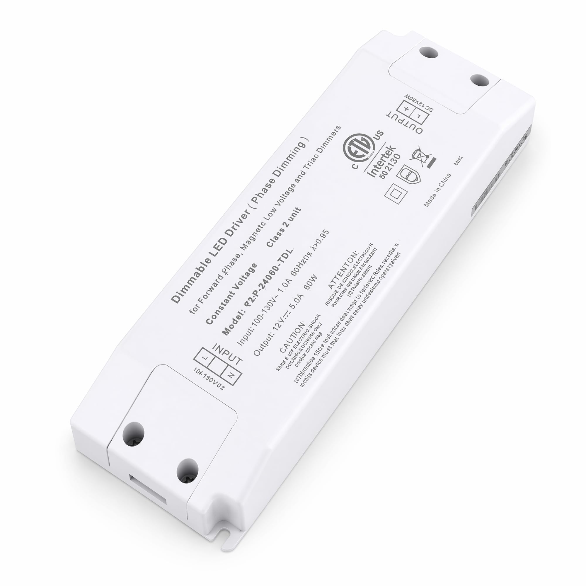 60W Dimmba LED Trafo 24V LED Treiber, 100V-130V auf 12V 5A | Phasendimmung, stufenlos und flimmerfrei, Kurzschlussschutz Überlastschutz, zuverlässige Leistung