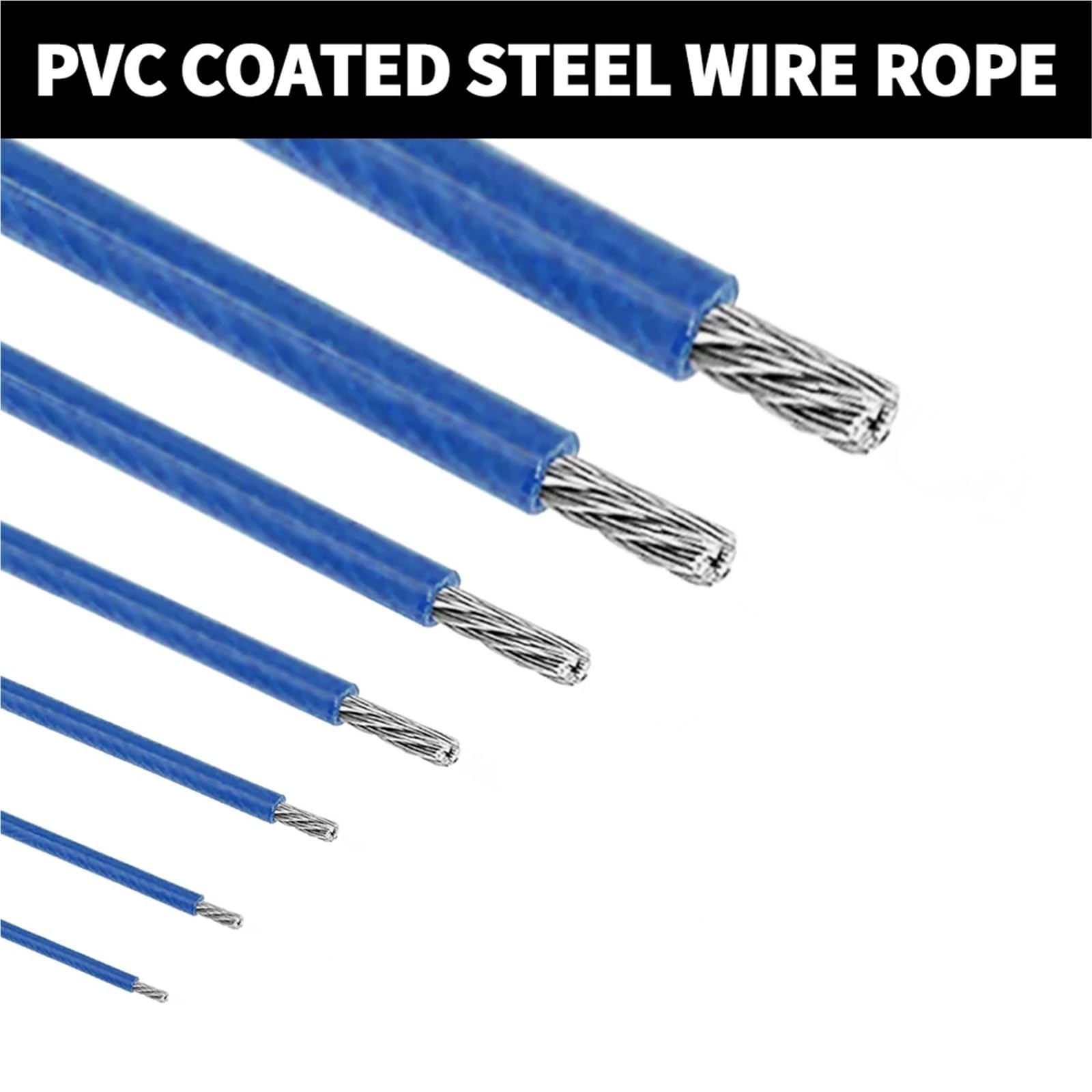 filo d'acciaio, Cavo metallico in acciaio inossidabile, cavo in 304 rivestito in PVC blu 50 m 2-6 mm(4.0mm)