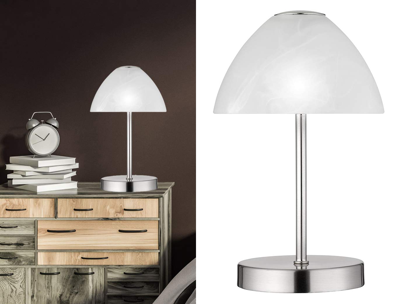 Set di 2 lampade da tavolo a LED, colore argento, touch dimmerabile, altezza 24 cm