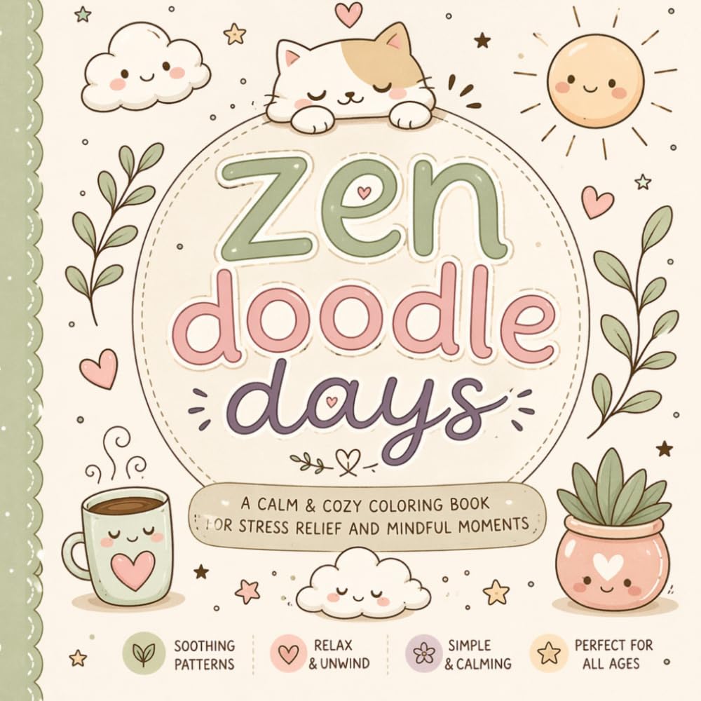 Zen Doodle Days Coloring Book - Pages Of Gentle Peace And Relaxation: A Stress Relief Coloring Book with Calming Doodles, Mindful Patterns, and Easy Zen Designs