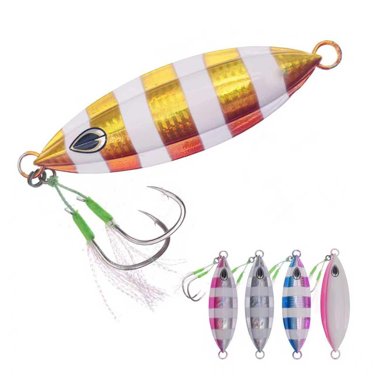 Sinking Fishing Lures, CREOASIS 5pcs 40g/60g/80g/100g/150g Metal Hard Spinner Fish Baits Jigs for Trout Perch Salmon Bass Pike (40g-8.2cm-5pcs)