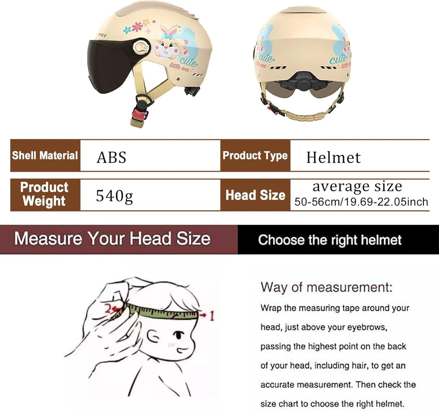 Casco da Moto Aperto per Bambini e Bambine dai 3 ai 12 Anni, omologato DOT FMVSS 218 e ECE 22.06, Casco da Scooter alla Moda con Visiera Parasole Retrattile. A,50-56CM