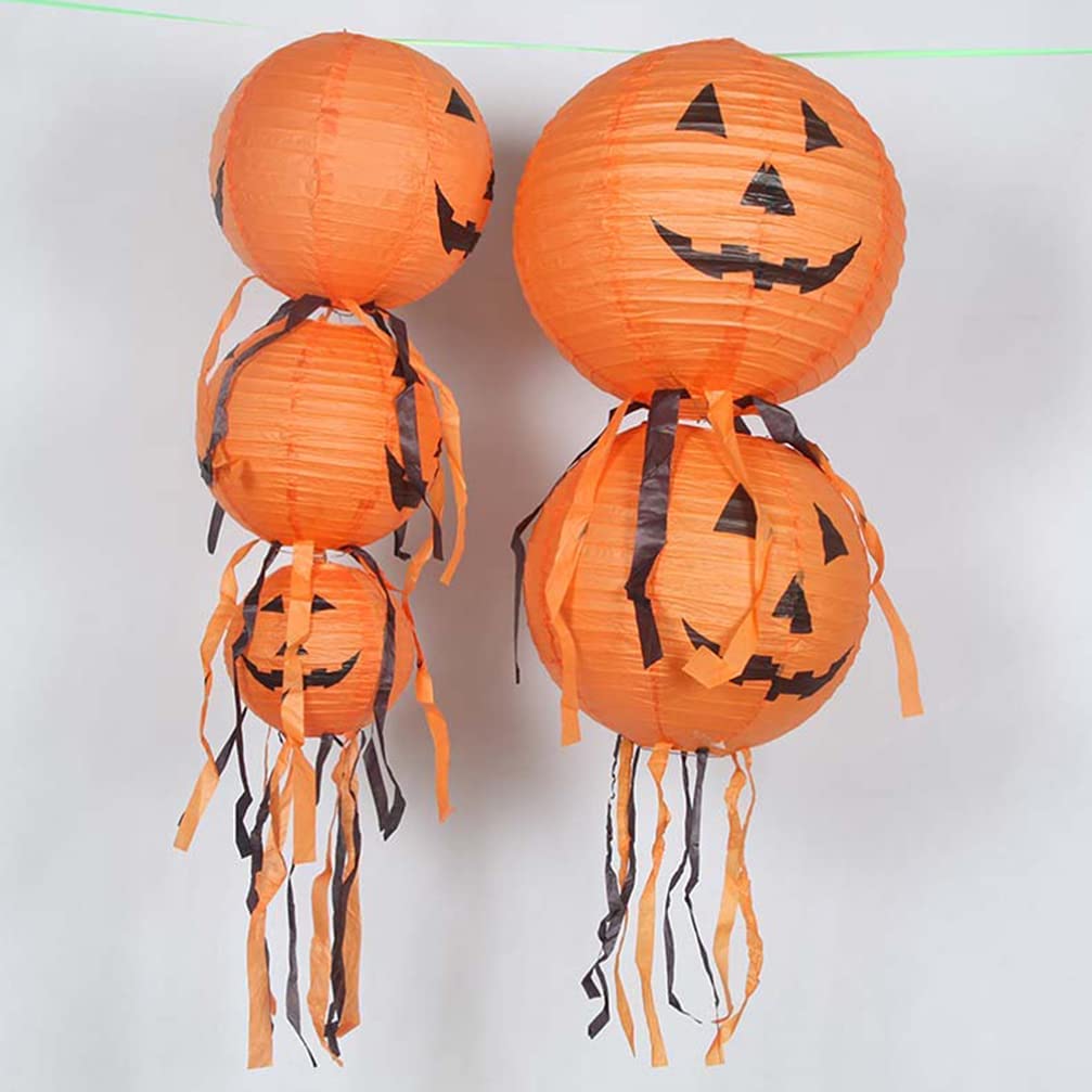 Latarnia na Halloween 5 sztuk Halloween Pumpkin Lantern Jack O Z Pomponem Papieru Dynia Wisząca Latarnia Światło Na Imprezę Dekoracja na Halloween