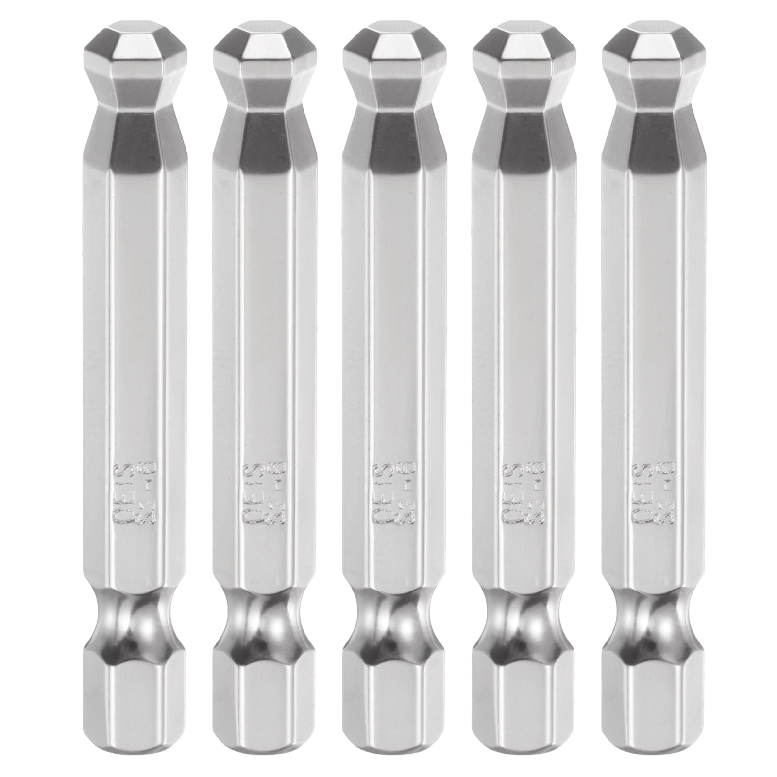 sourcing map 5pcs Ball End Hex Screwdriver Bit H6 (6mm) Head 1/4" Hex Shank 50mm (2") Long Magnetic S2 Steel Metric Screw Driver Drill Bit Wrench Socket Power Tool