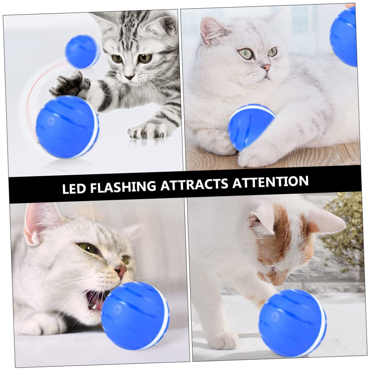 Happyyami 2 Piezas Pelota de Juguete para Mascotas Juguete automático para Gatos Pelota iluminada Gato Juguetes Juguete pequeño Mascota Jugando a la Pelota Gato rodando Bolas USB AbS