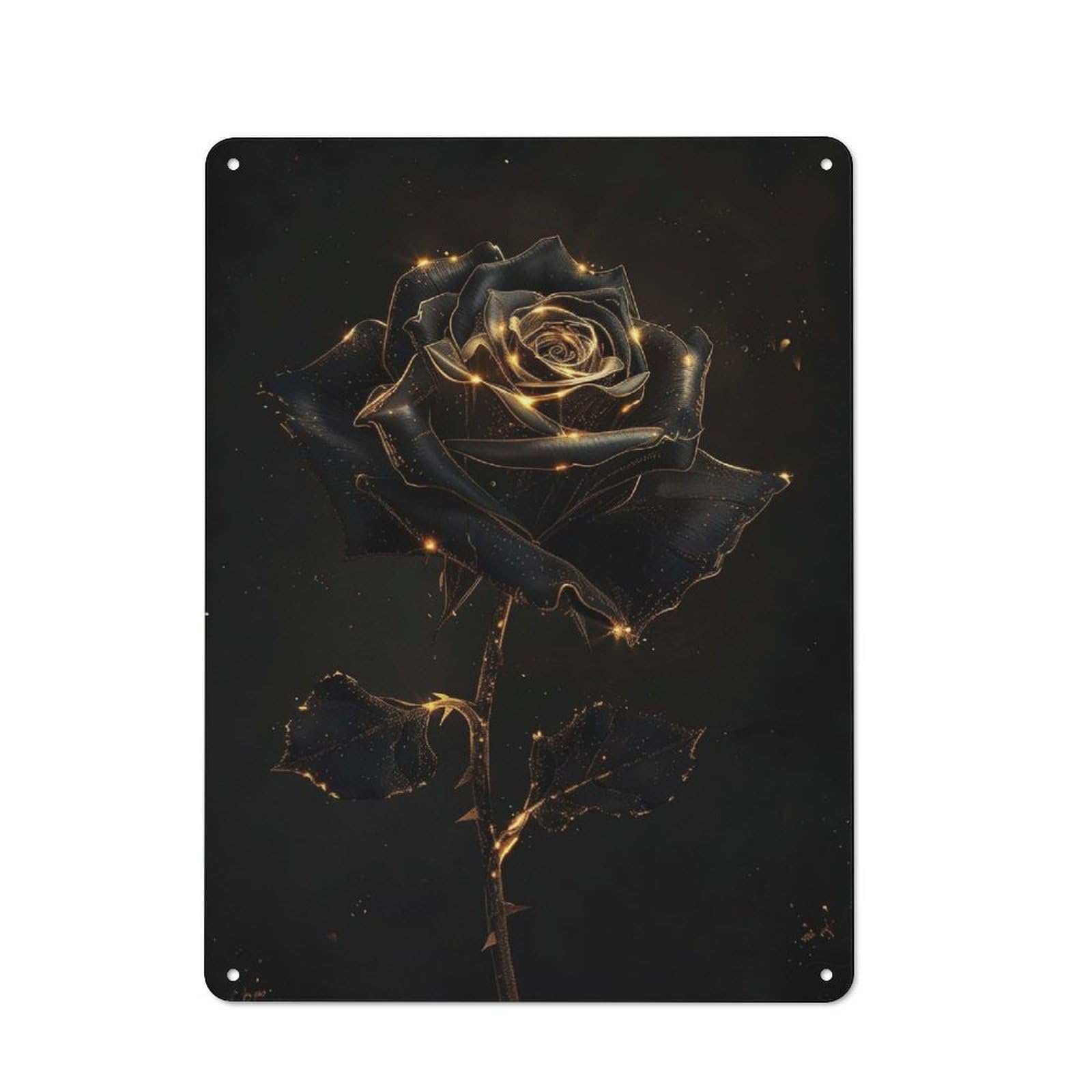 Bar Wall Vintage Black Rose Flower Decorative Metal Plaque, Wall Decor for Home Pub, Dining Room Or Drinks Area, 40x30cm