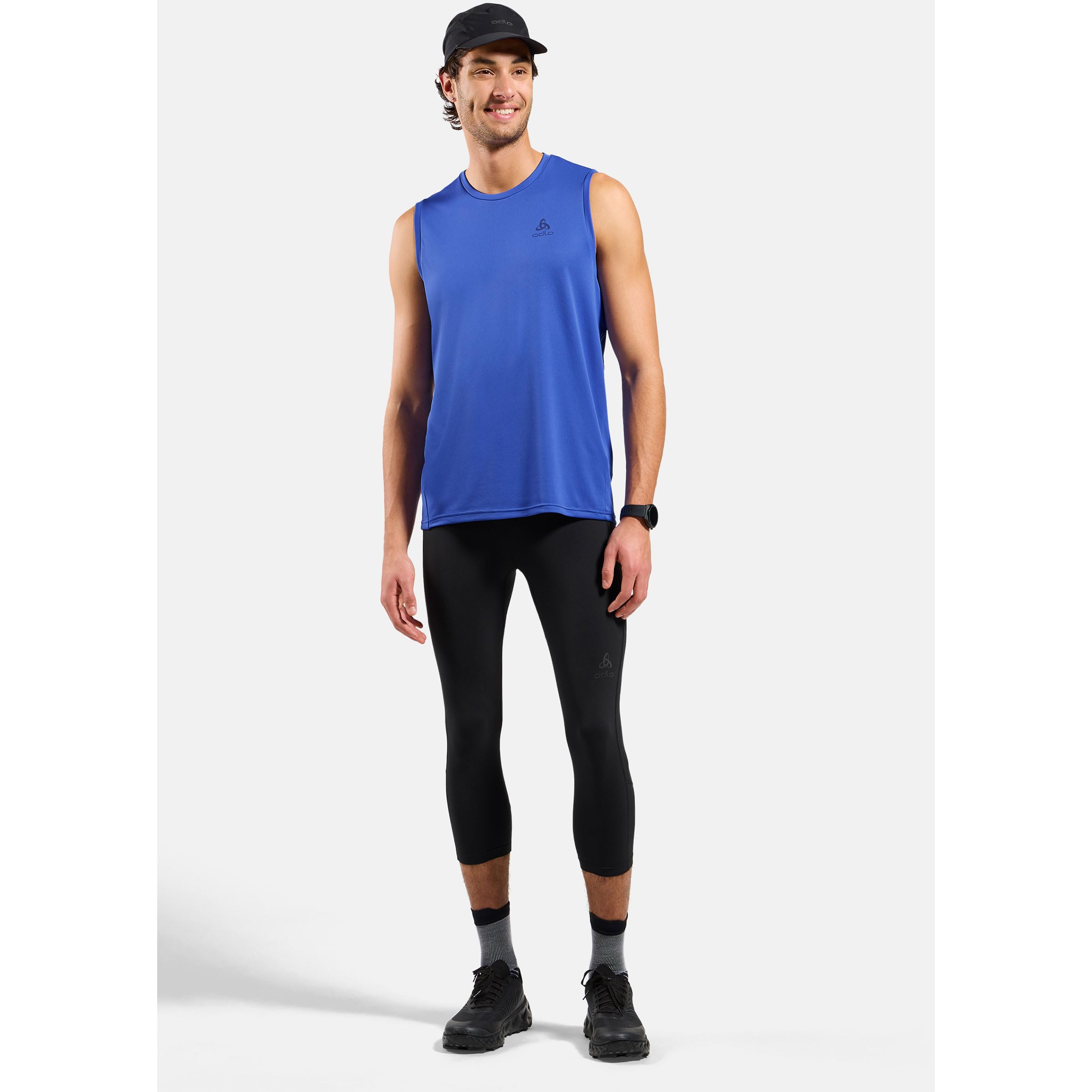 Odlo Essential Tights 3/4 Herren Laufhose | Fitnessshort |Stützende Tights | Verbesserter Passform | Hoher Komfort | Herren