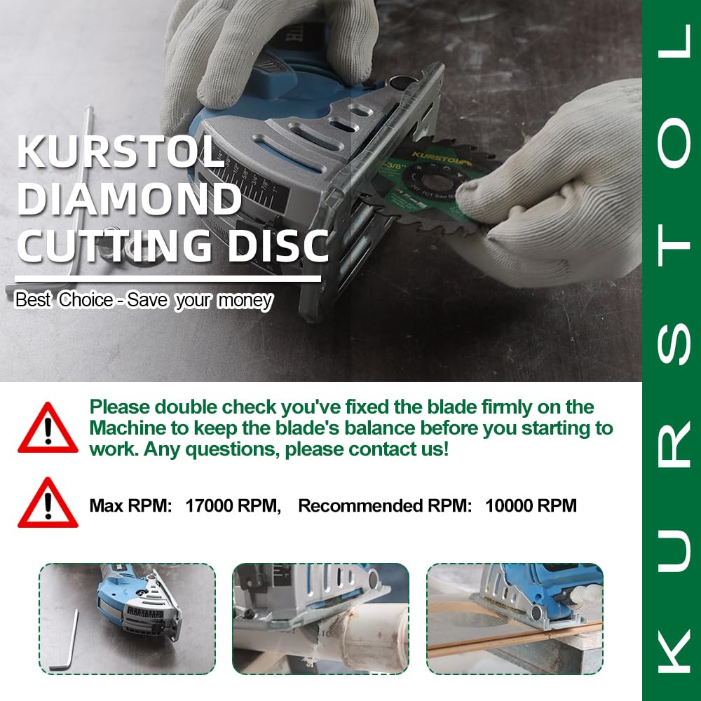 KURSTOL TCT Wood Cutting Disc, 3pcs 85mm x 15mm 24T Carbide Cutting Wheel for Wood Plastic - Image 4